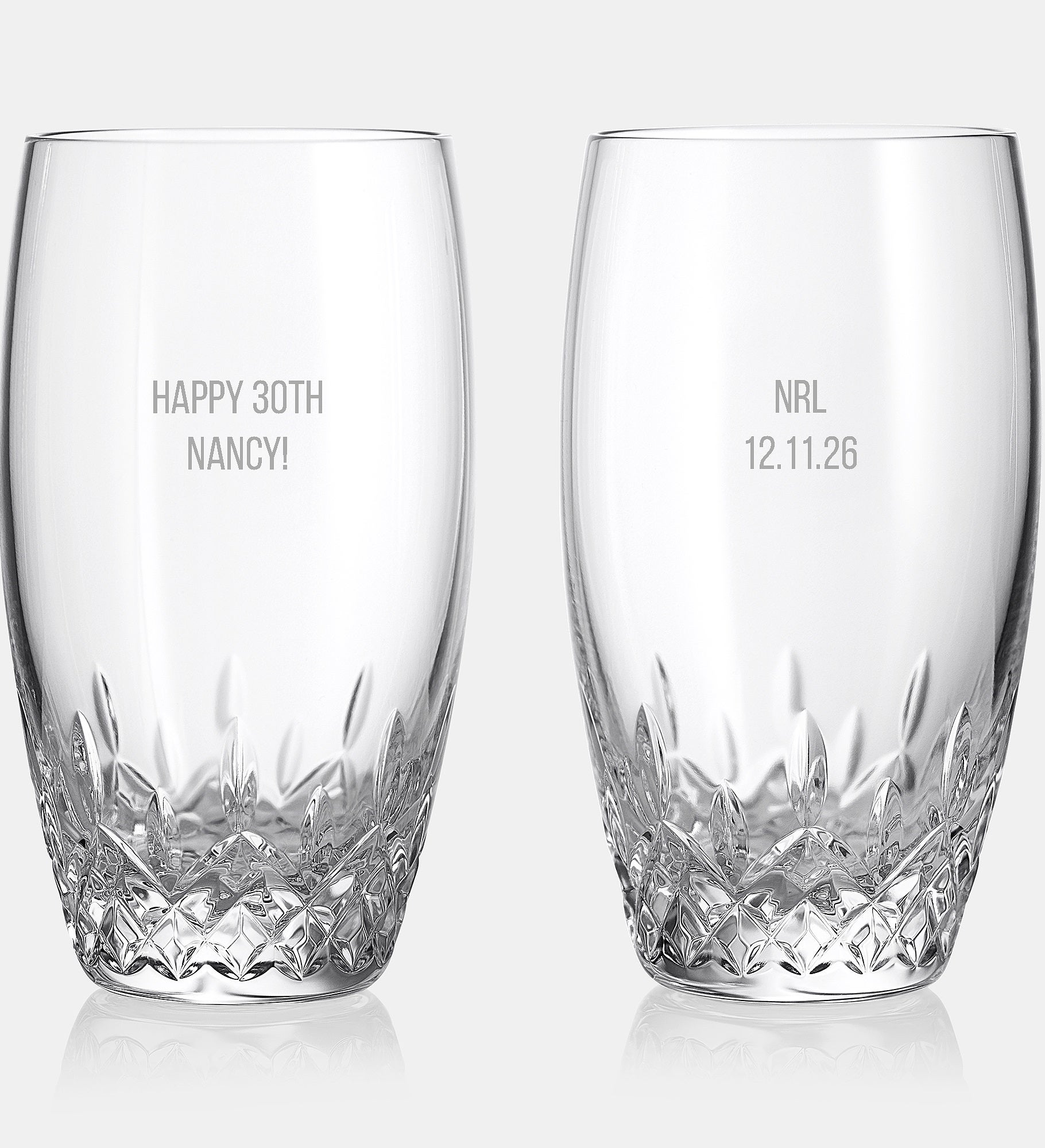 Engraved Waterford Lismore Essence Highball Pair