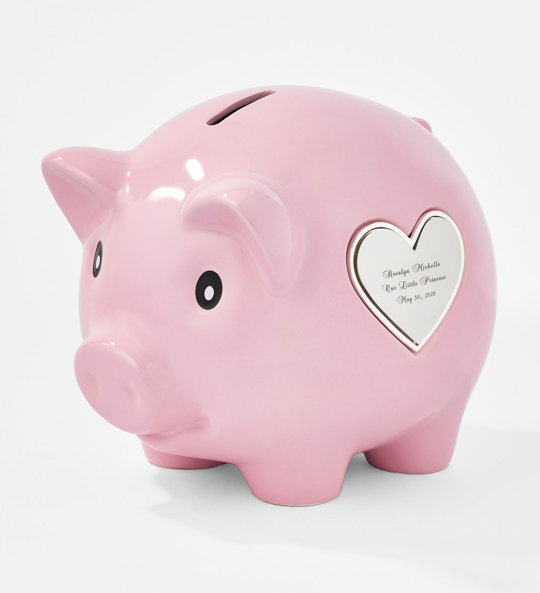 Engraved Ceramic Piggy Bank in Pink