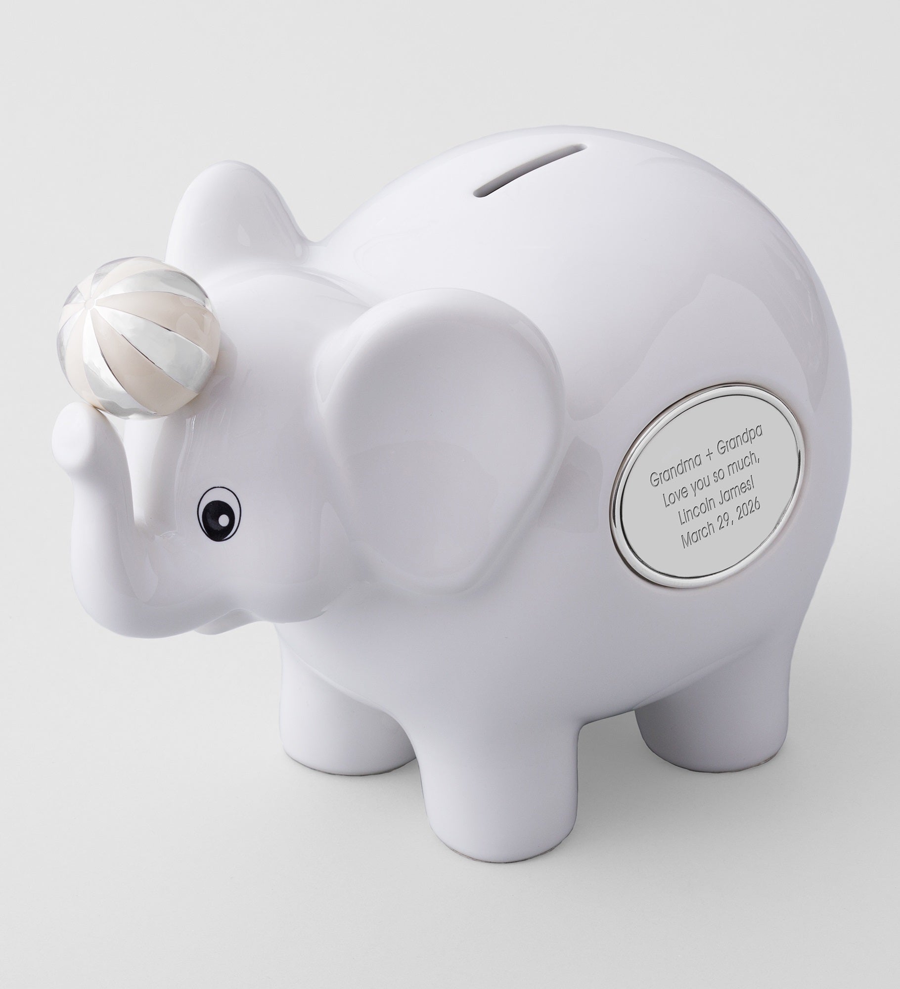 Engraved Ceramic Elephant Coin Bank