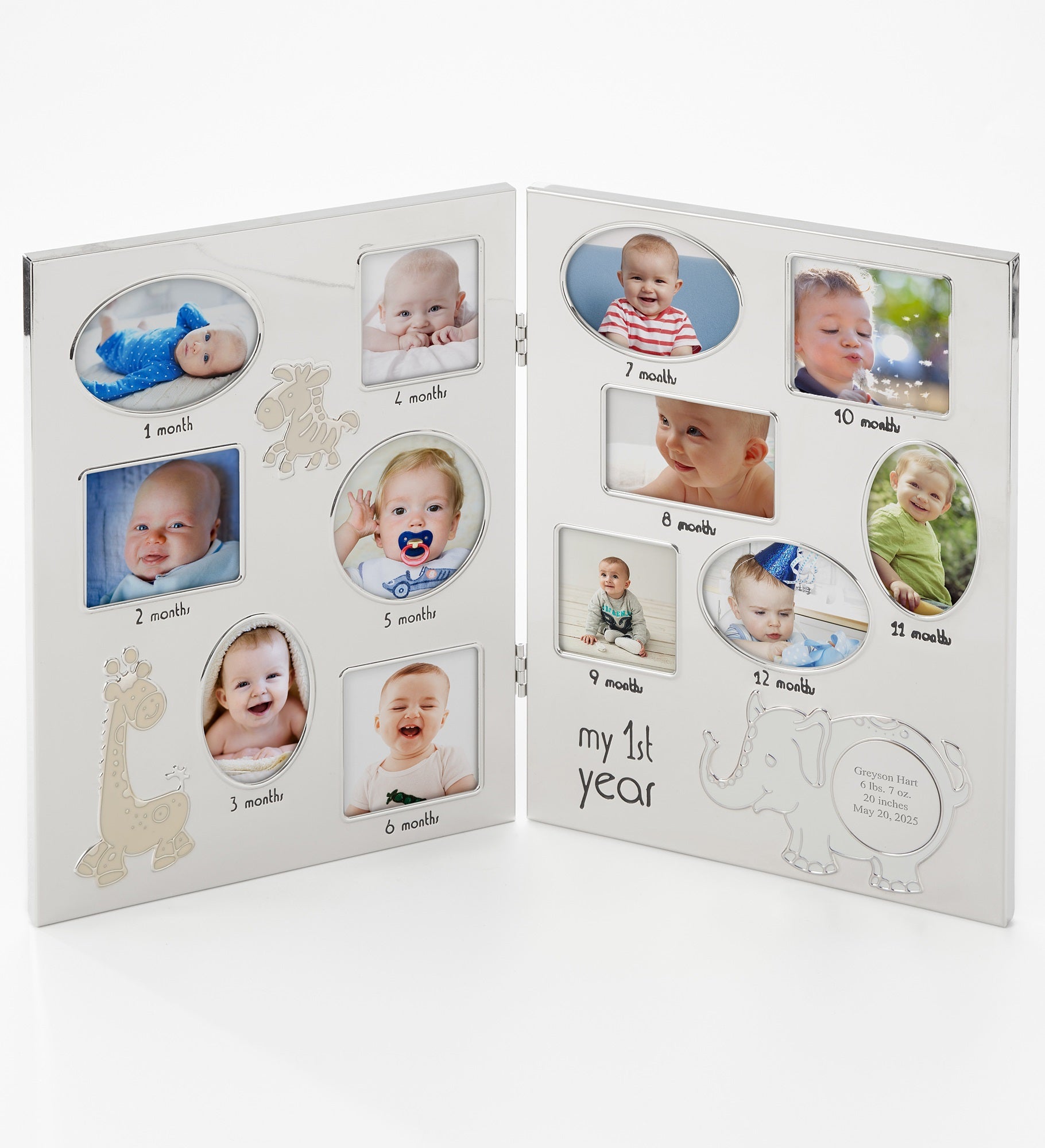 Engraved Baby&#x27;s First Year Hinged Picture Frame