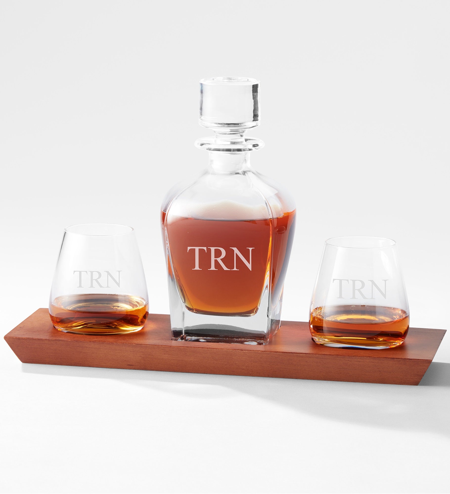 Engraved Hudson Whiskey Decanter & Glass 3pc Set