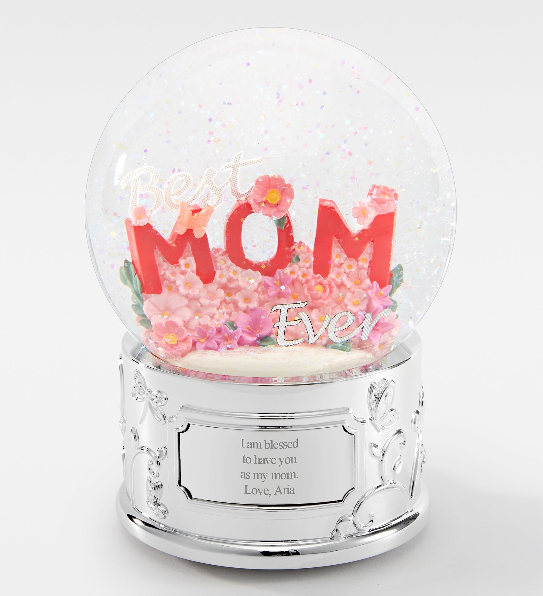 Engraved Best Mom Ever Musical Snow Globe
