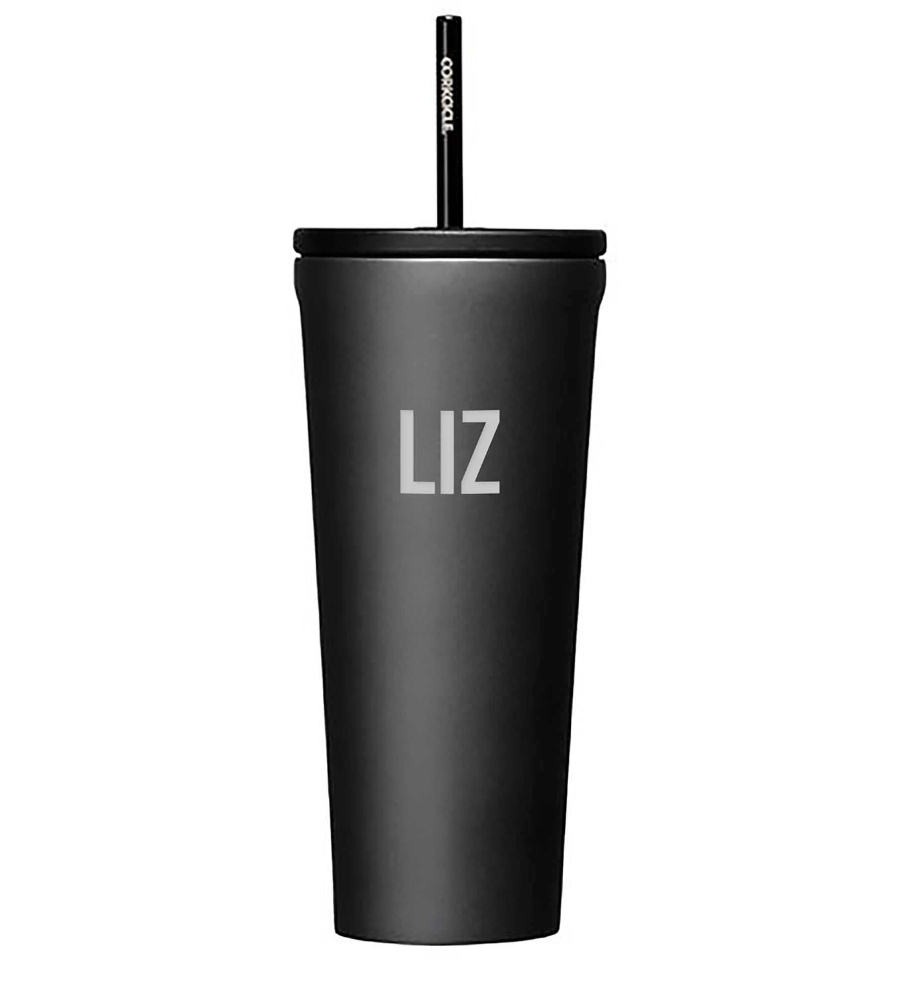 Engraved Corkcicle Monogram 24oz Cold Cup with Straw in Ceramic Slate