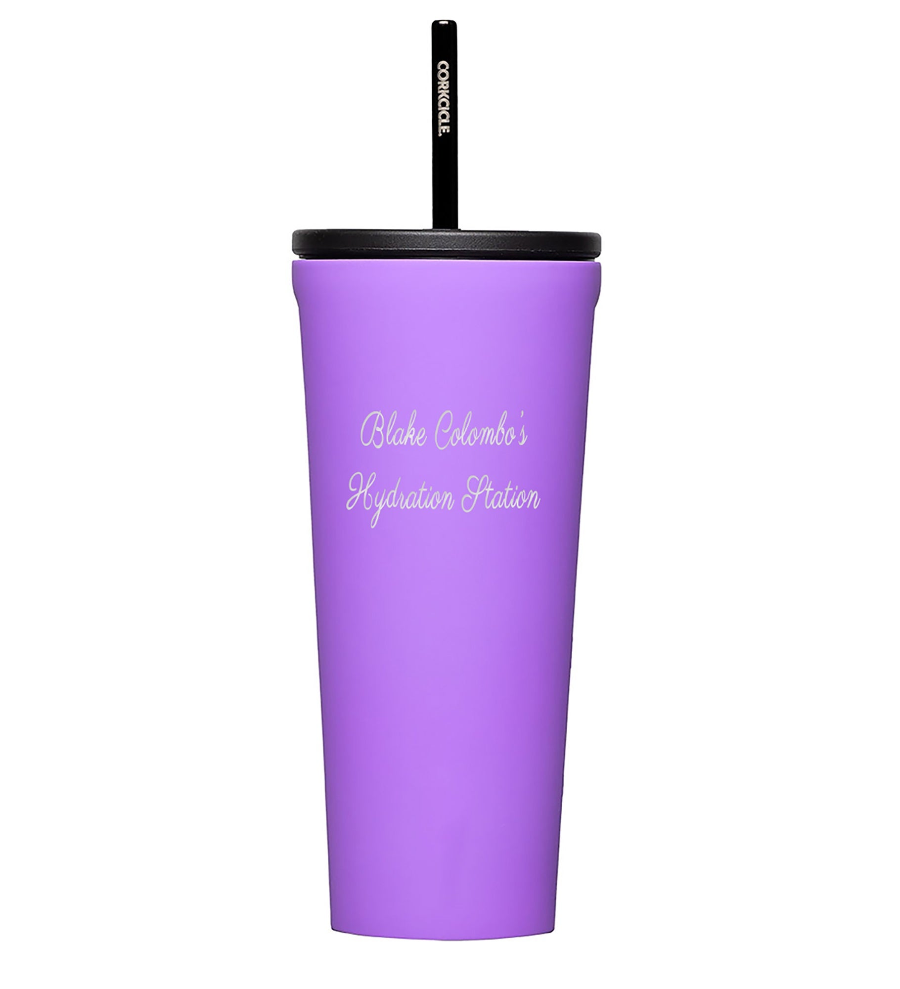 Engraved Corkcicle 24oz Cold Cup with Straw in Varsity Purple