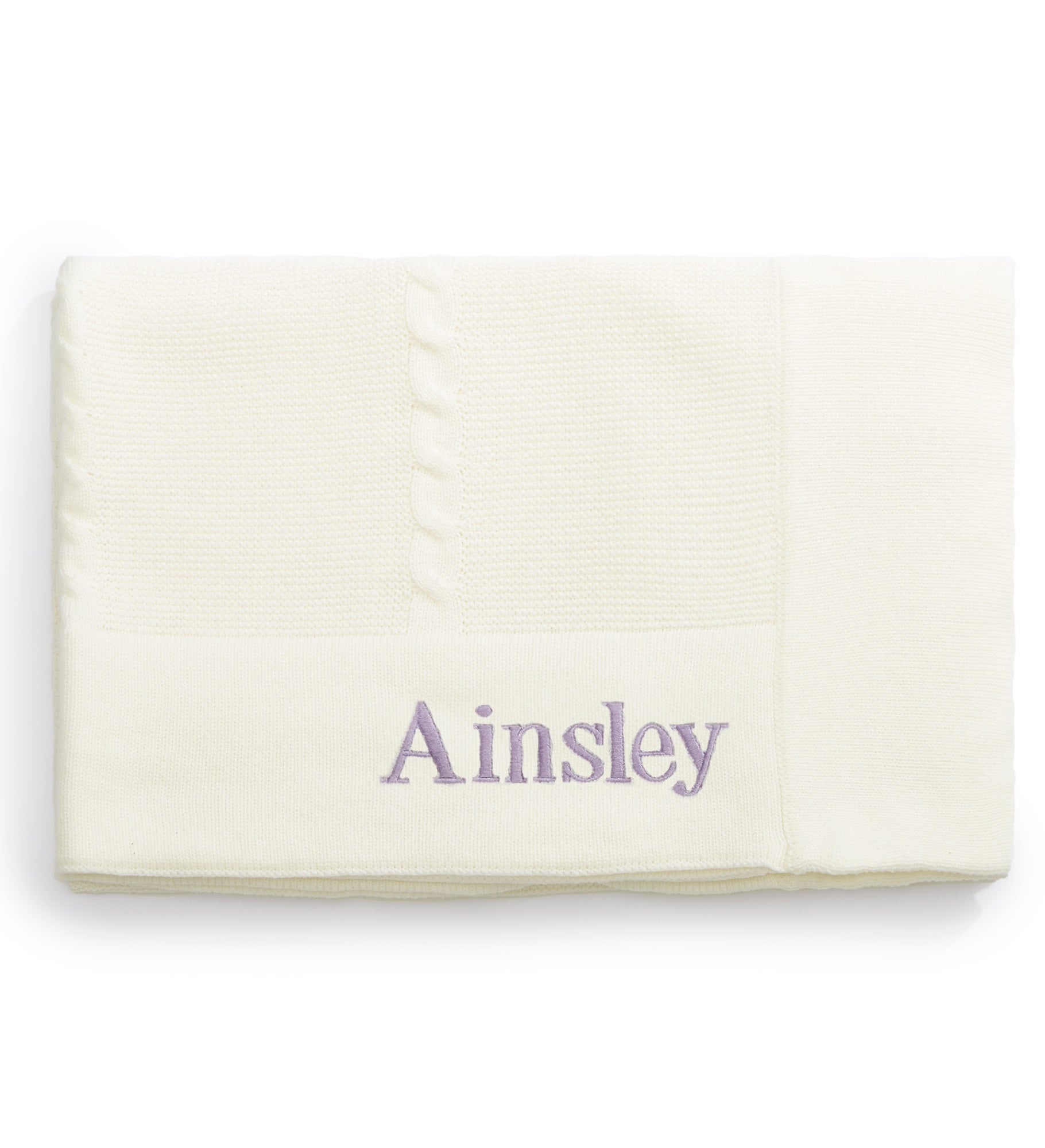 Embroidered Cotton Knit Receiving Blanket in Cream