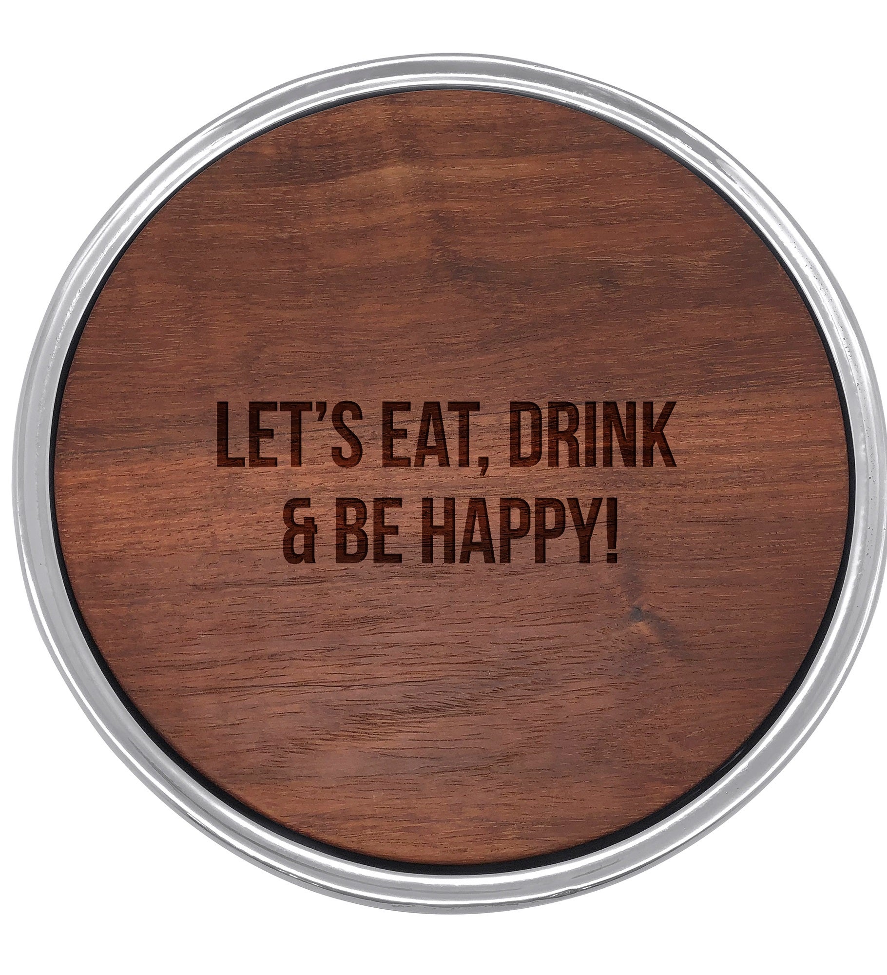 Engraved Mariposa Signature Round Cheese Board with Dark Wood Insert