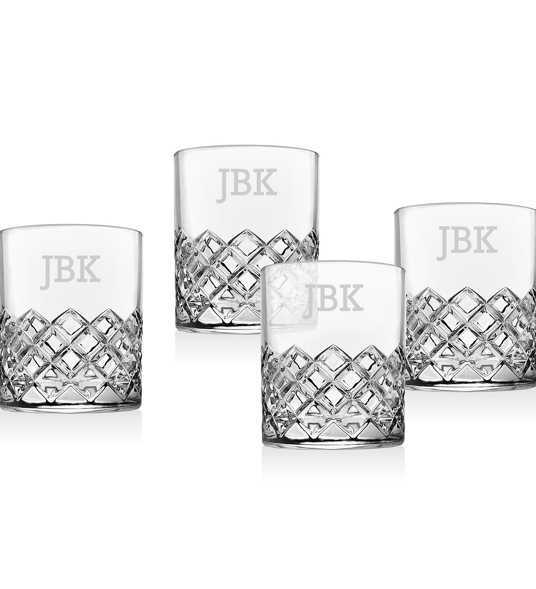 Engraved Monogram Hatch DOF Whiskey Glass   Set of 4