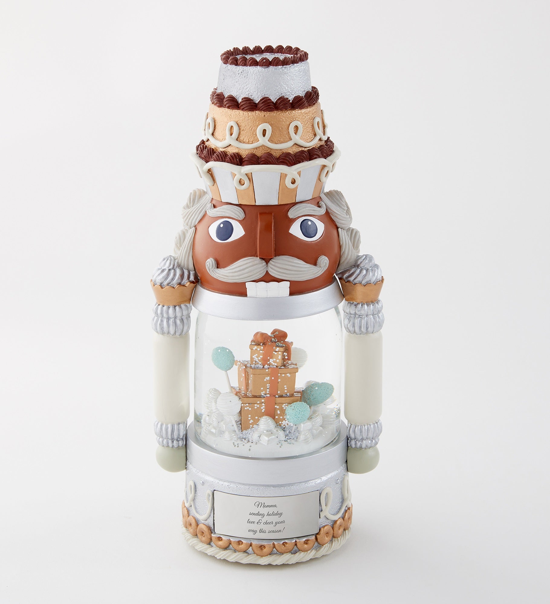 Engraved Nutcracker Dome Snow Globe in Dark Brown Tone