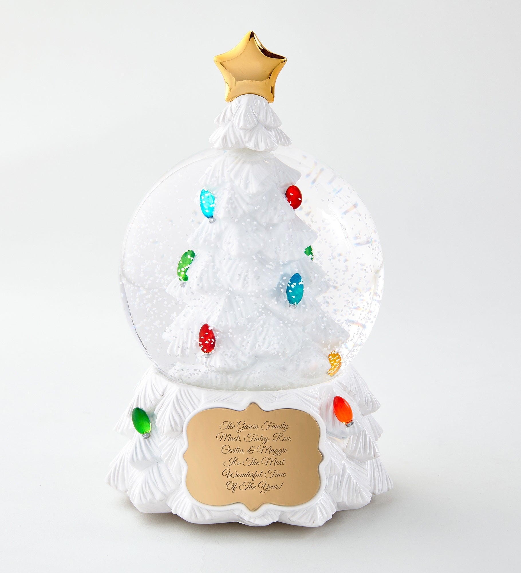 Engraved Light Up Christmas Tree Snow Globe
