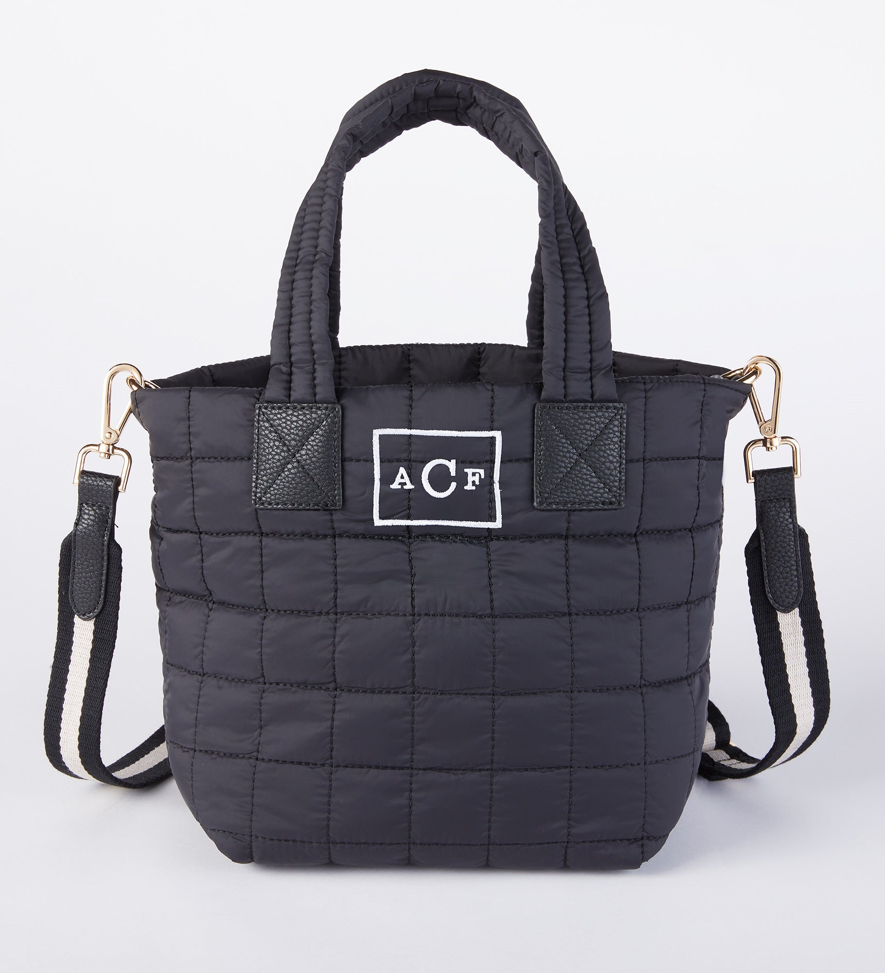 Embroidered Shiraleah Quilted Mini Tote in Black