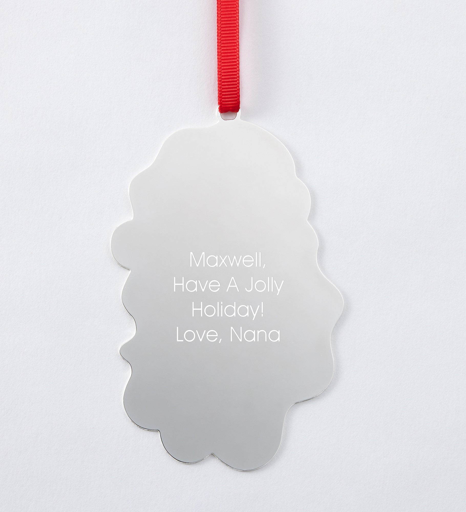 Engraved Silver Santa Ornament