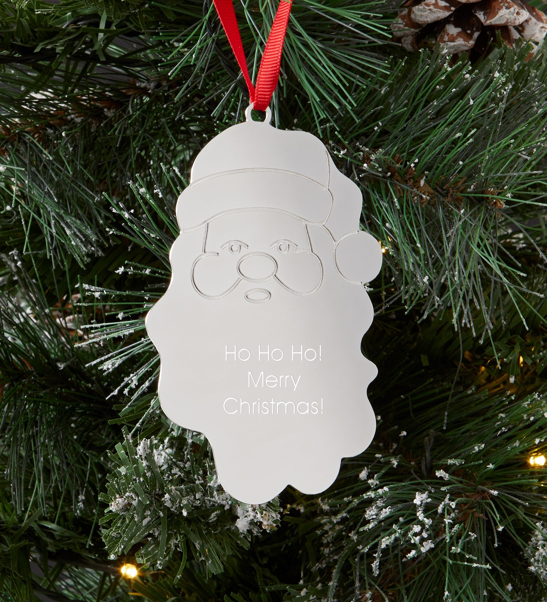Engraved Silver Santa Ornament