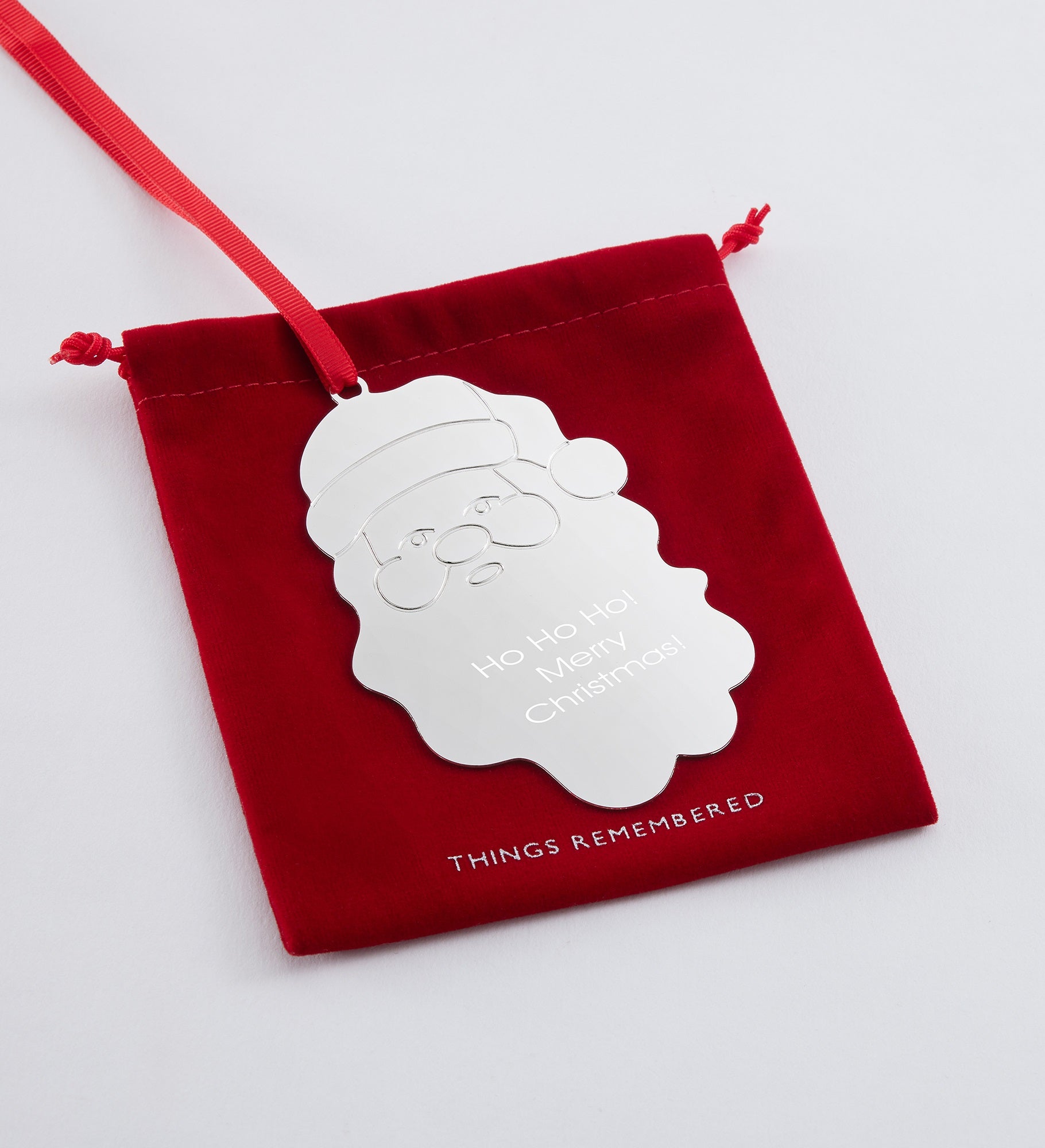 Engraved Silver Santa Ornament
