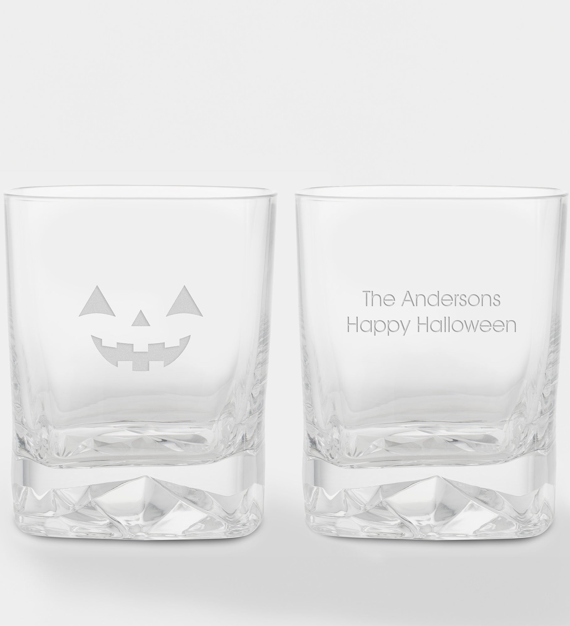 Engraved Jack-O-Lantern Whiskey Rocks Glass