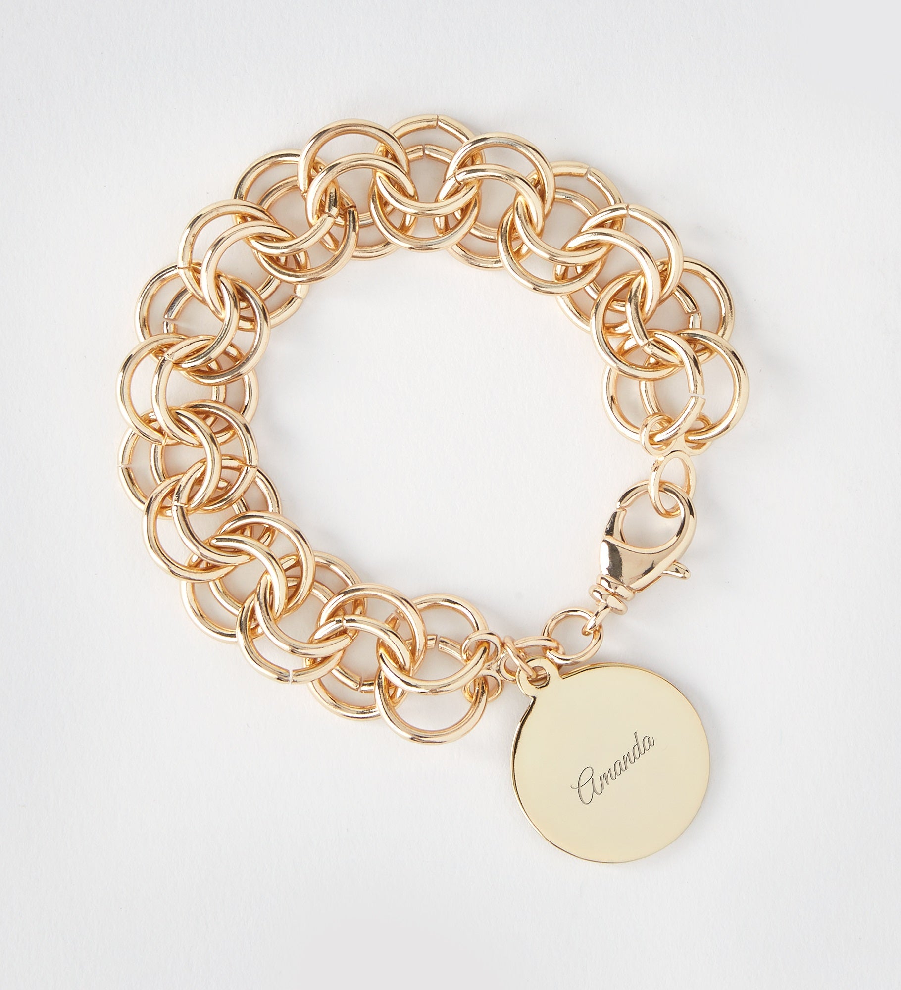 Engraved Gold Chunky Link Bracelet