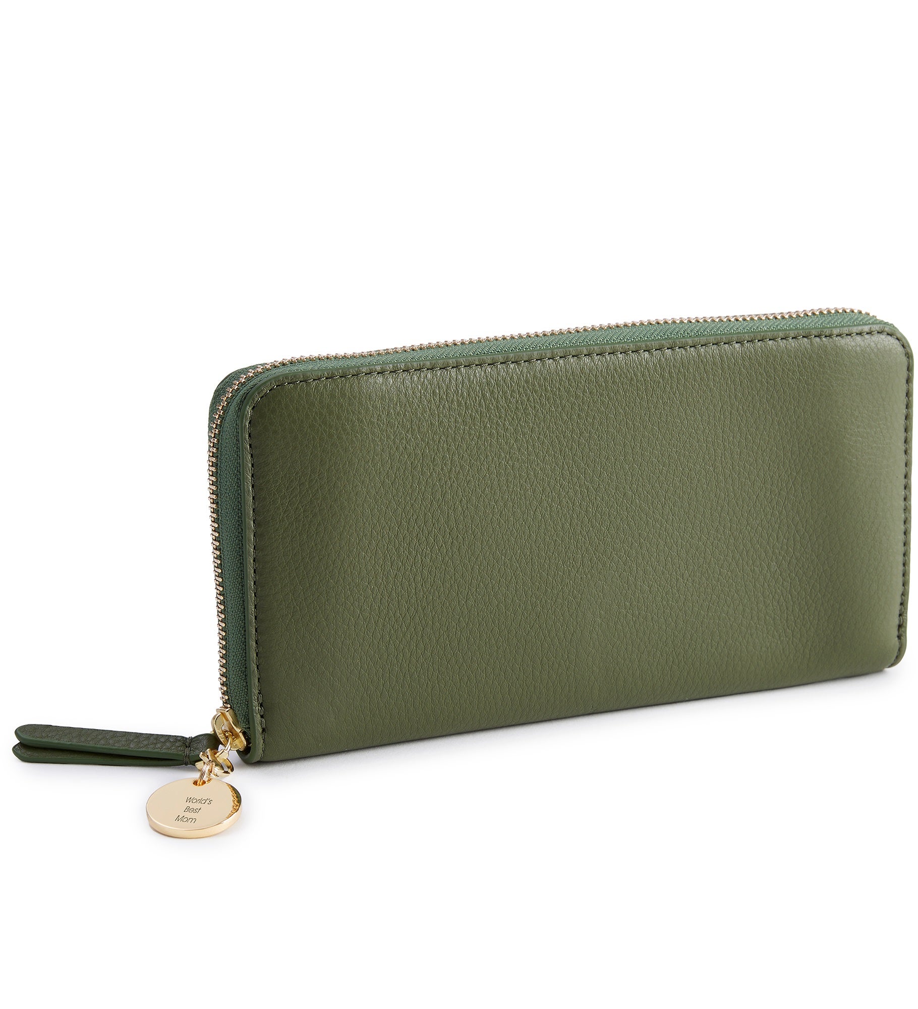 Engraved Vera Bradley Leather Continental Wallet in Bronze Green