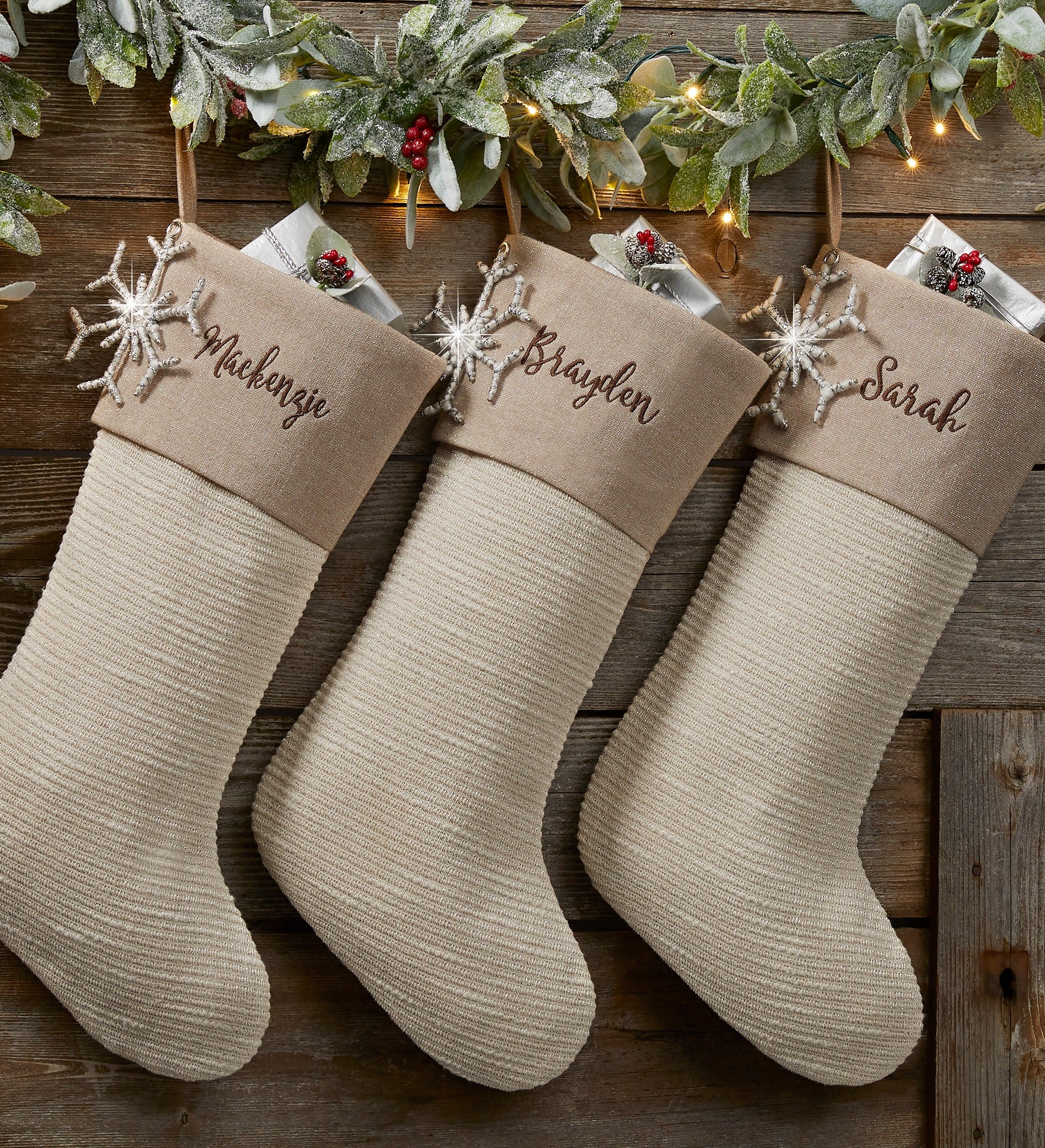 Kittenish Embroidered Snowflake Charm Stocking