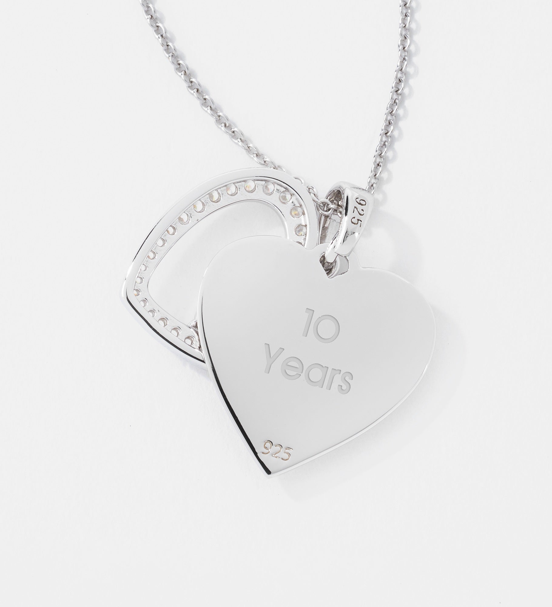Kittenish Engraved Sterling Silver Pave Heart Swing Necklace