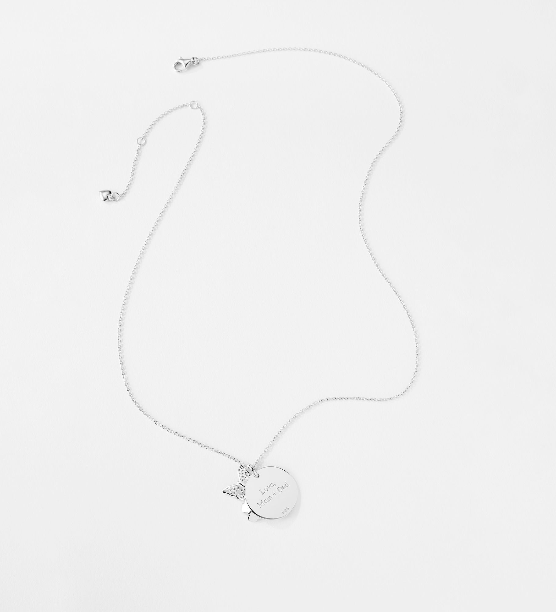 Kittenish Engraved Sterling Silver Butterfly Necklace