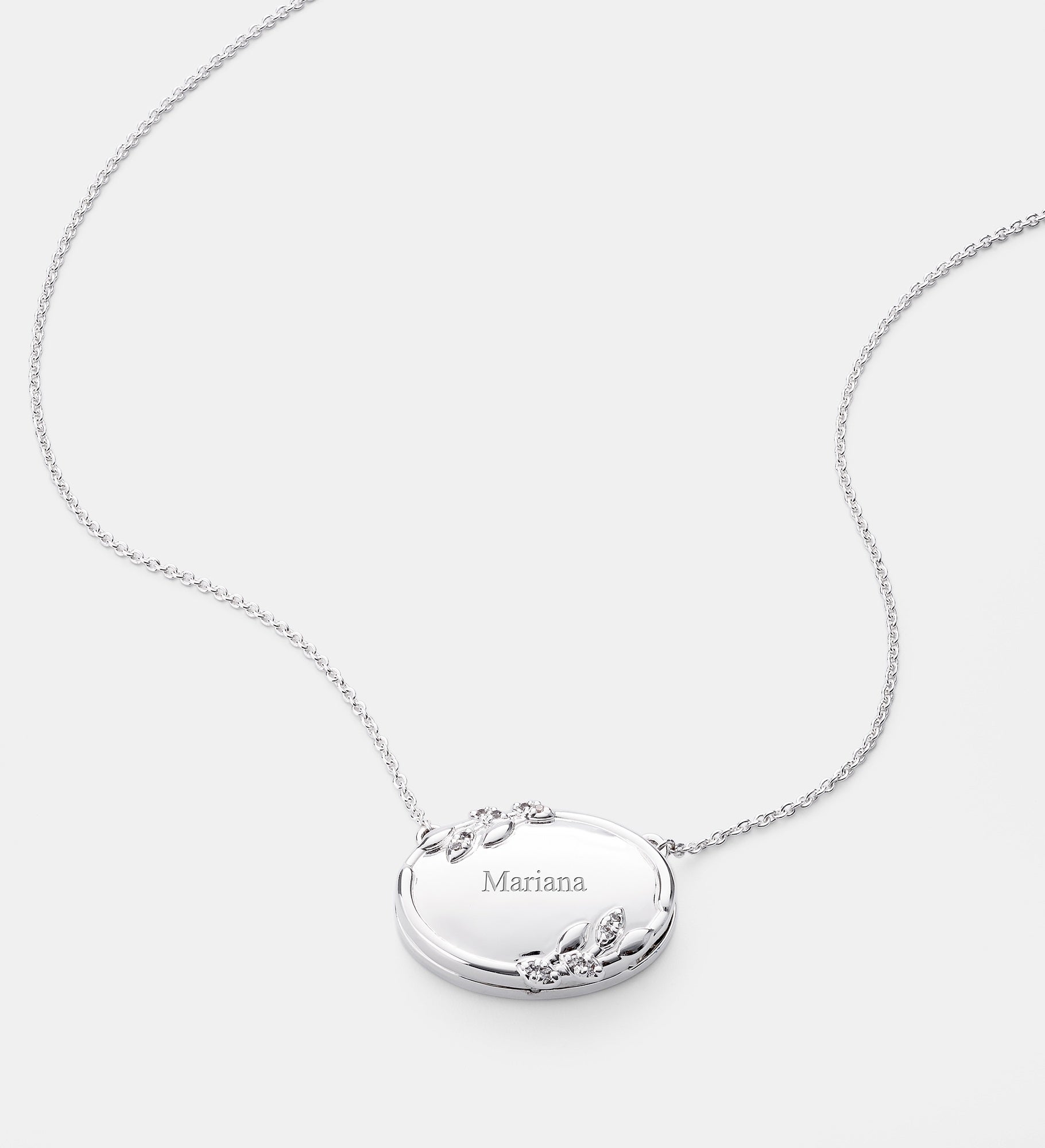 Kittenish Engraved Floral Oval Sliding Locket