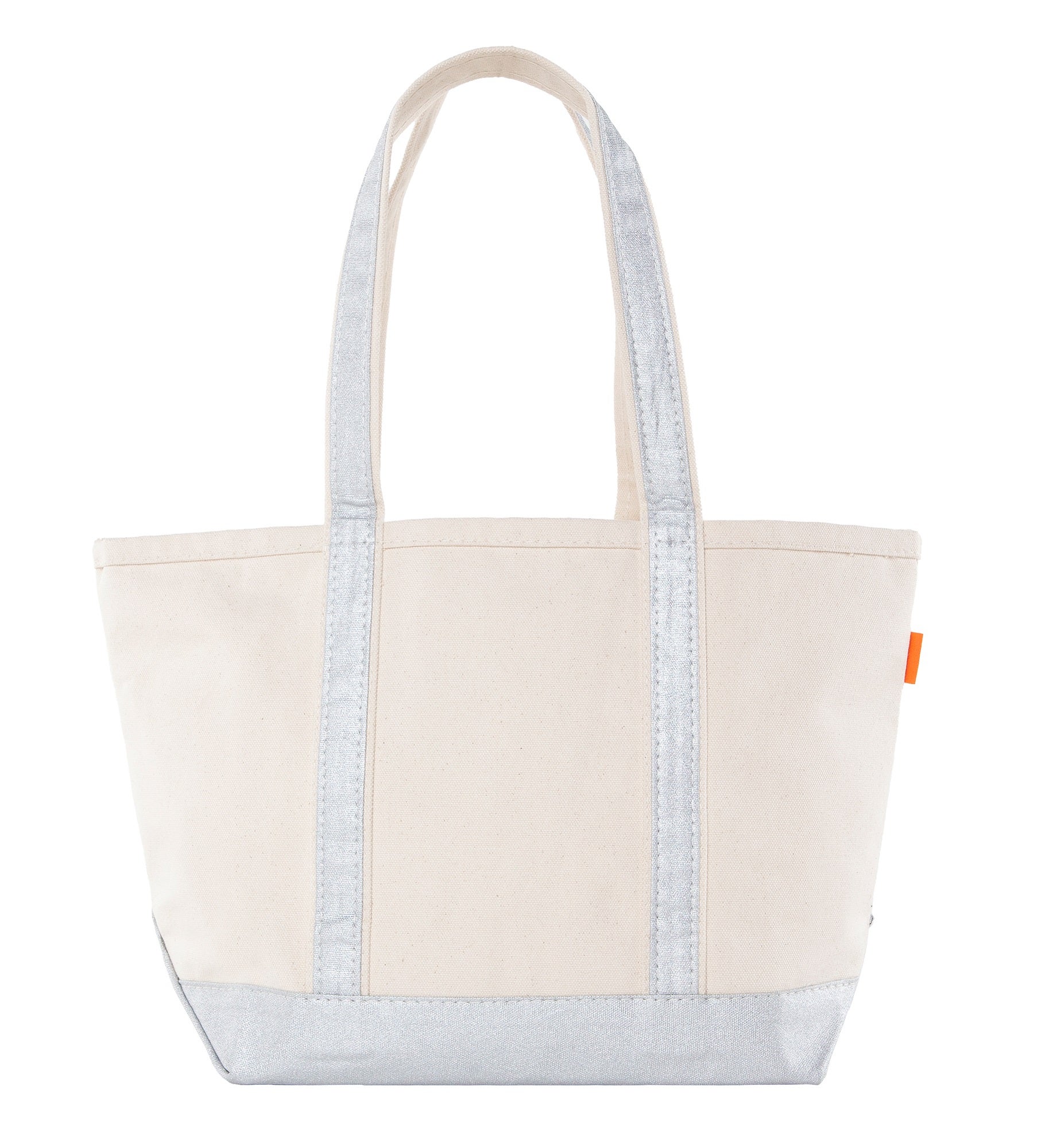 Kittenish Embroidered Medium Classic Silver Tote   Side Text
