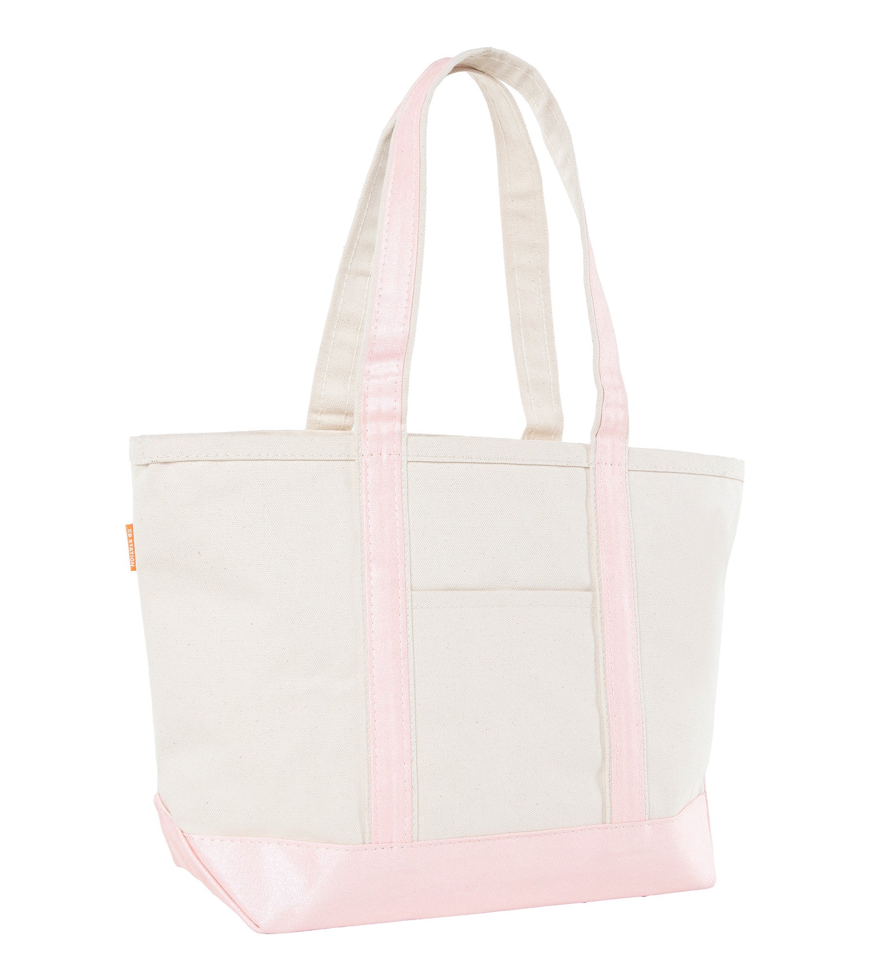 Kittenish Embroidered Pink Metallic Tote   Side Text