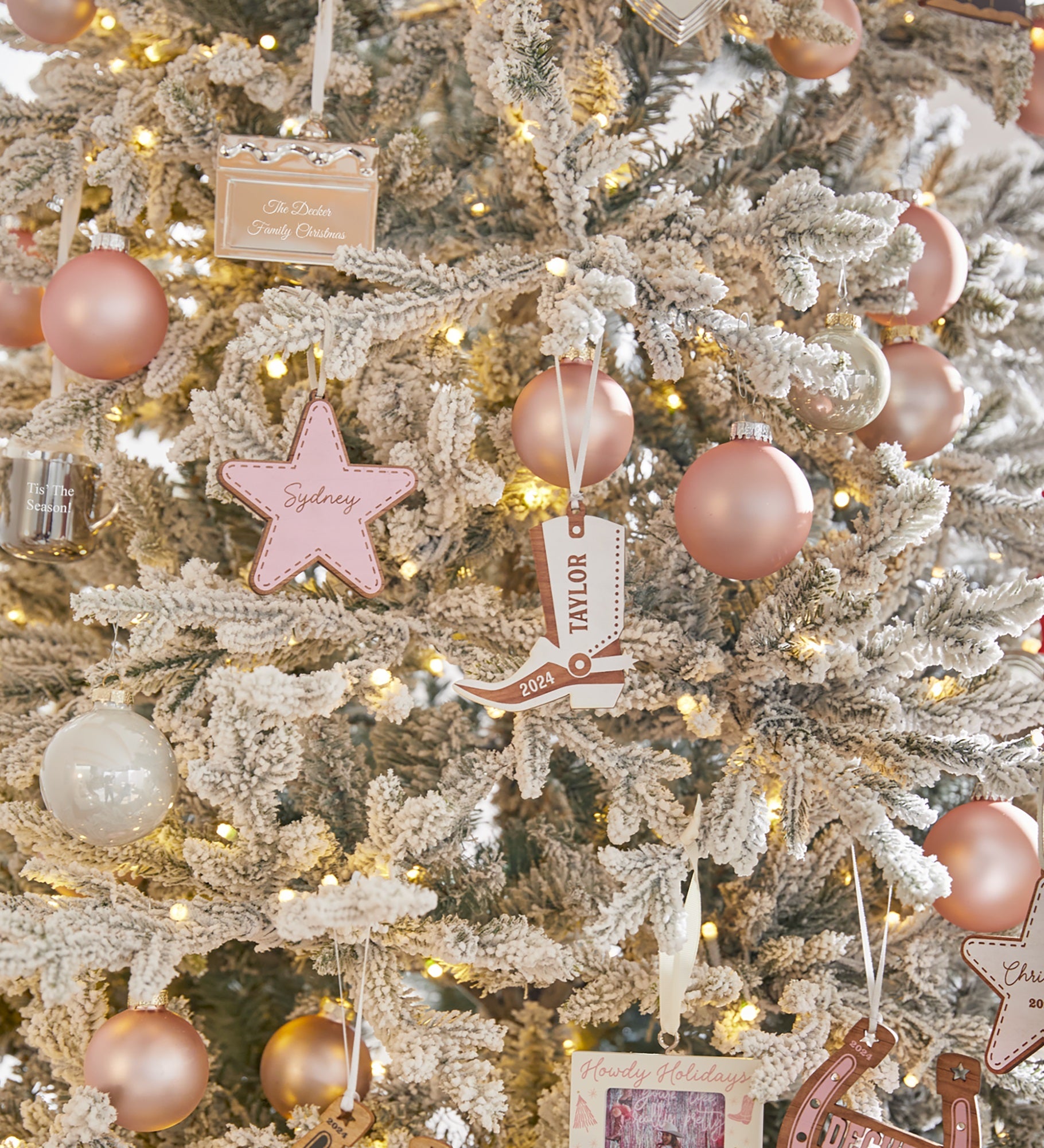 Kittenish Personalized Howdy Holidays Frame Ornament