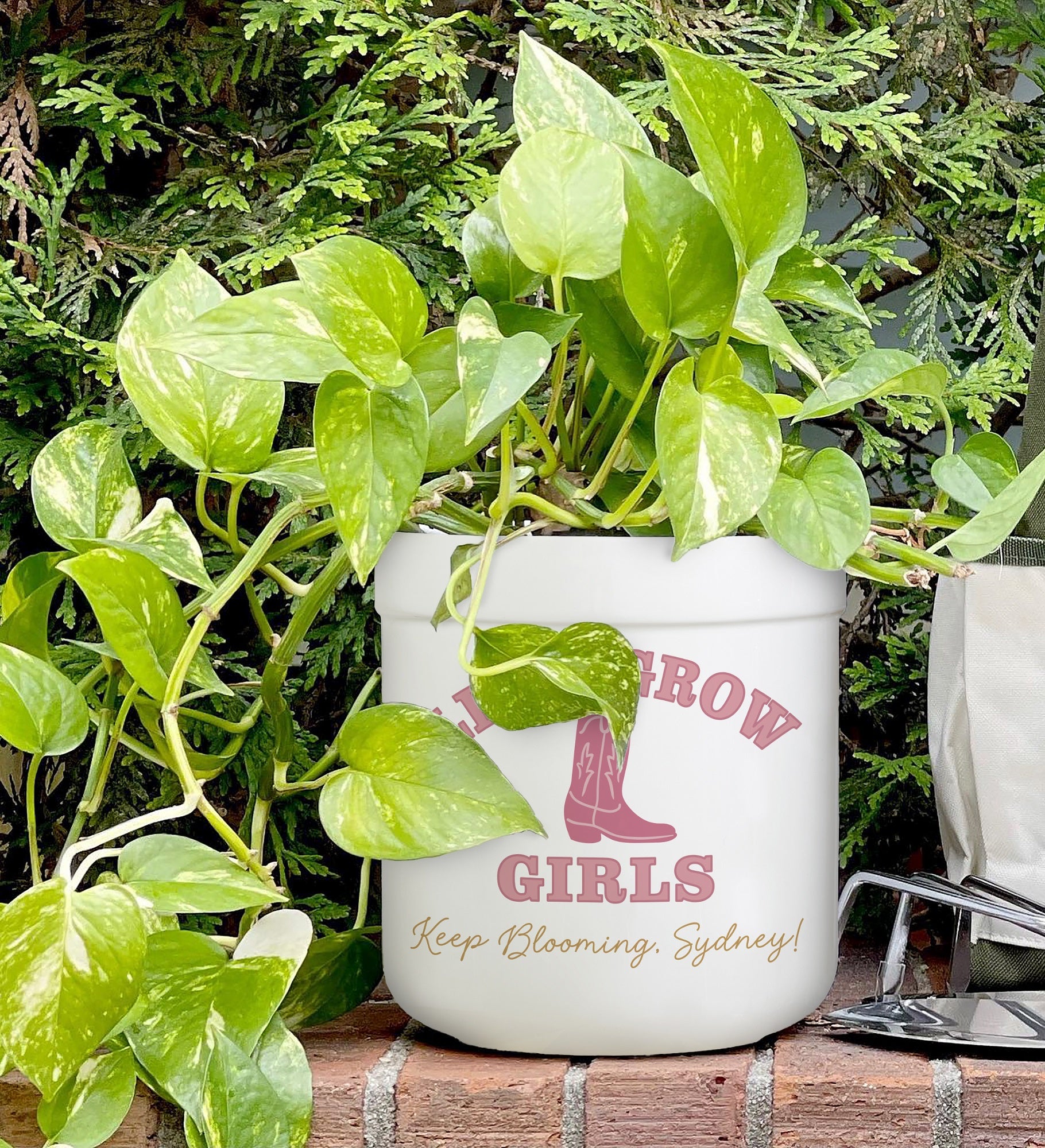 Kittenish Personalized Let's Grow Girls Flower Pot