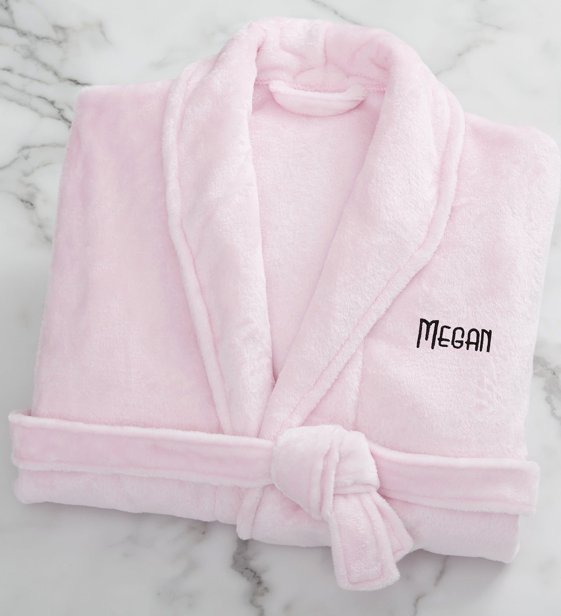 Kittenish Embroidered Fleece Robe in Pink