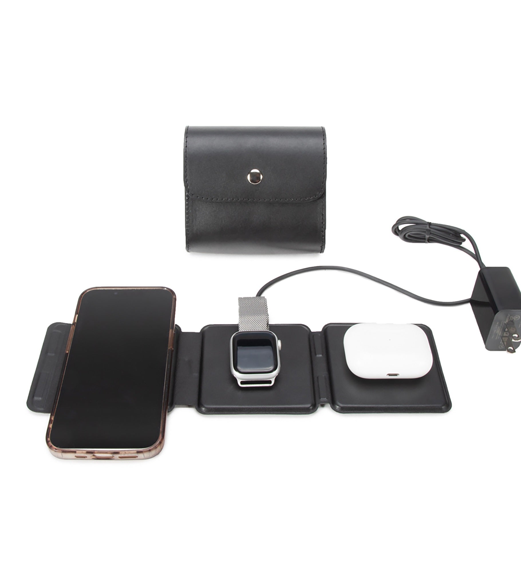 Engraved 3 in 1 Fast Charging Foldable Pad with Black Case