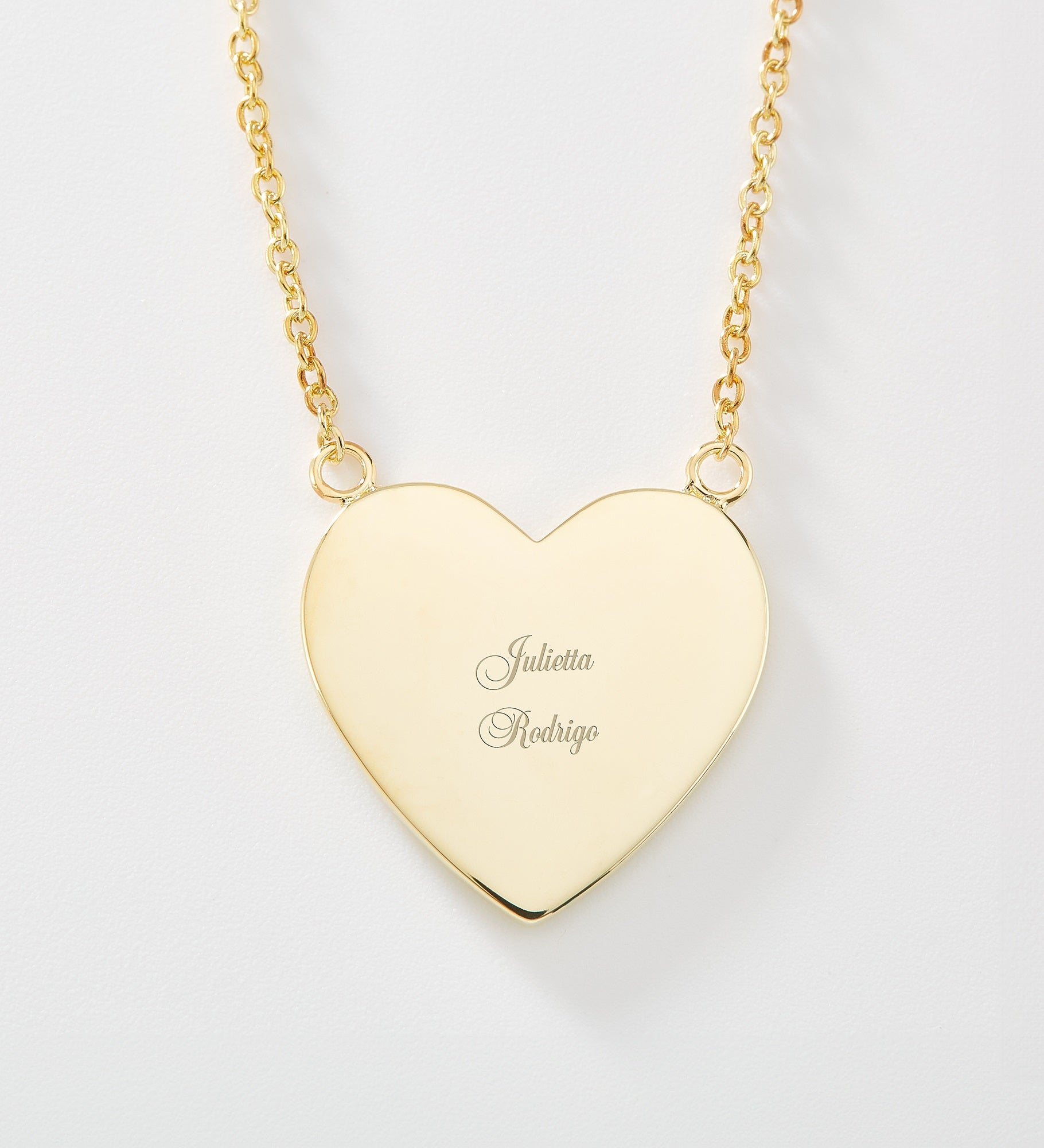 Kittenish Engraved 14K Gold Over Sterling Silver Heart Necklace 