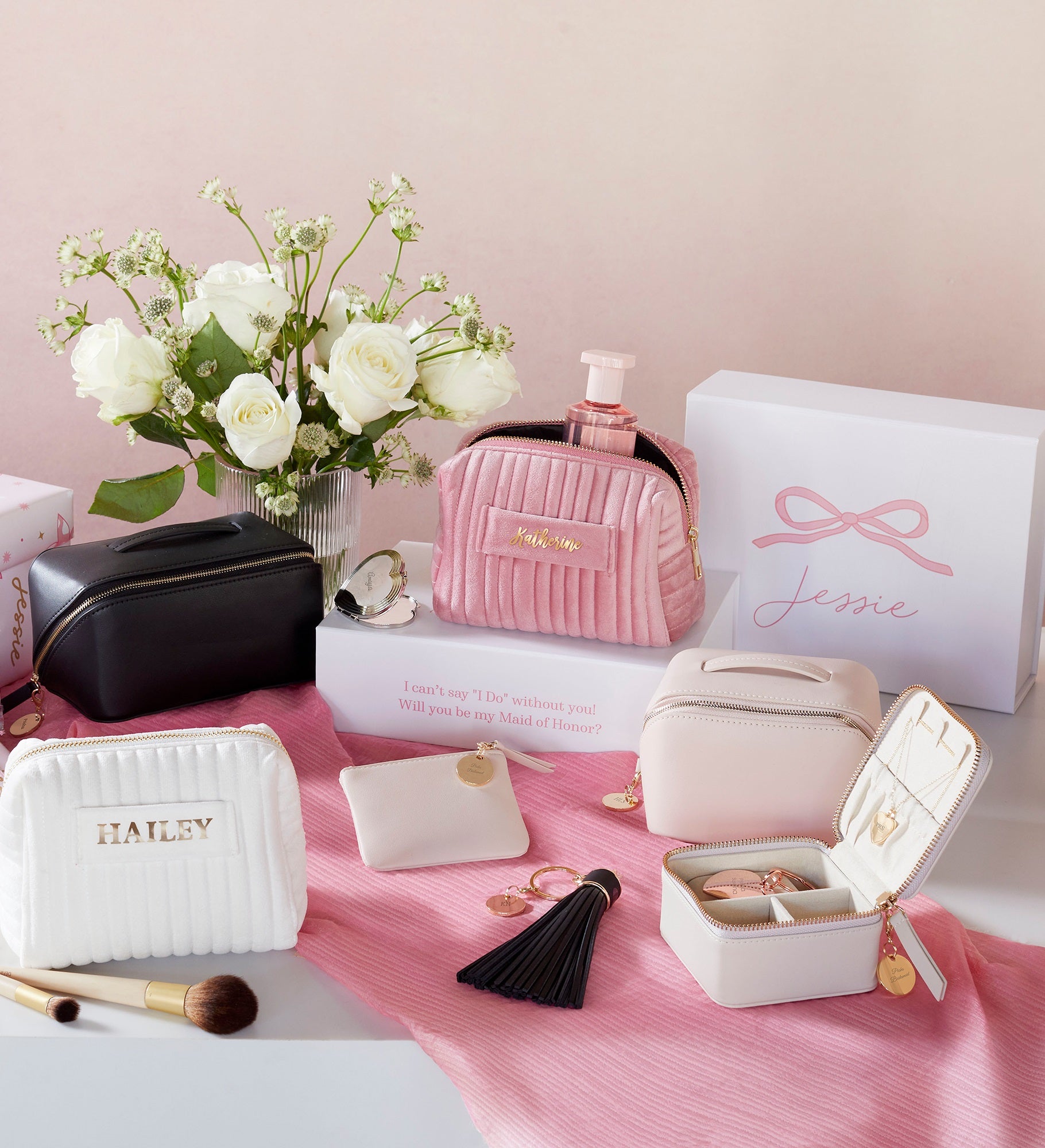 Kittenish Personalized Pink Bow Gift Box