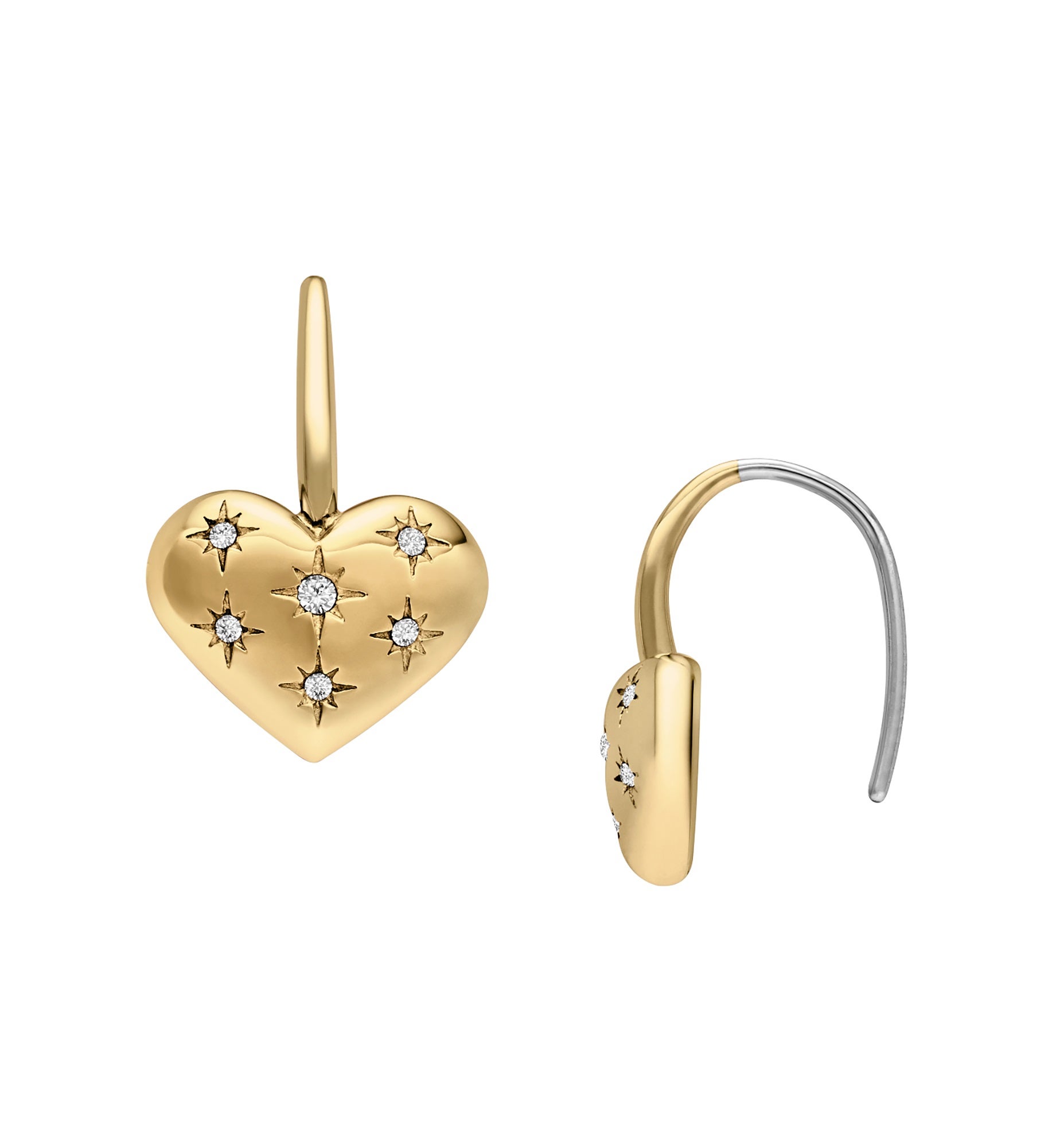 Fossil Gold Heart Pull Through Earring Set