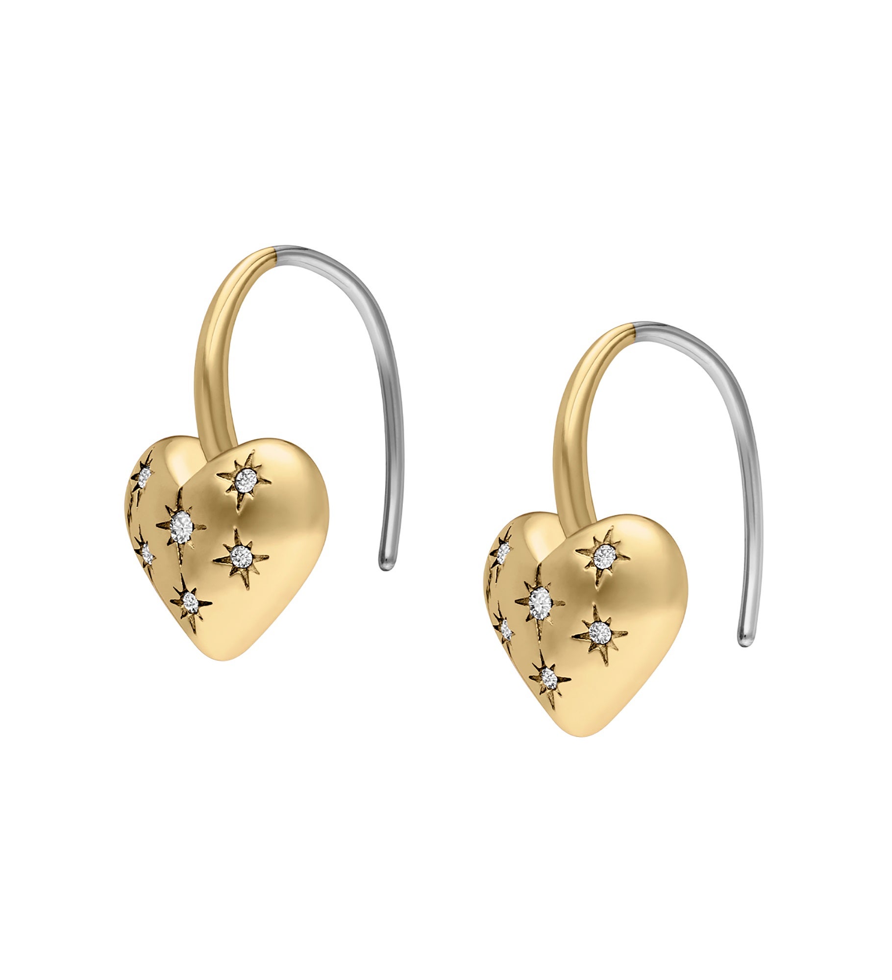 Fossil Gold Heart Pull Through Earring Set