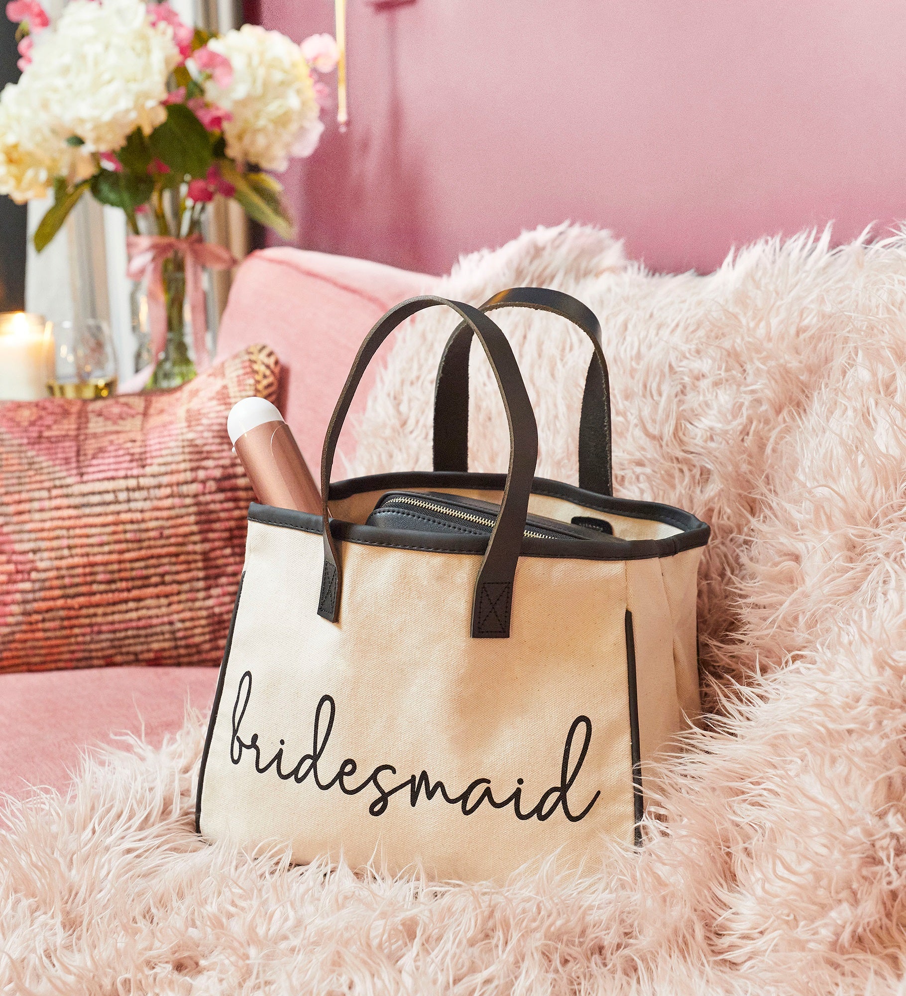 Kittenish Bridesmaid Mini Canvas and Leather Tote