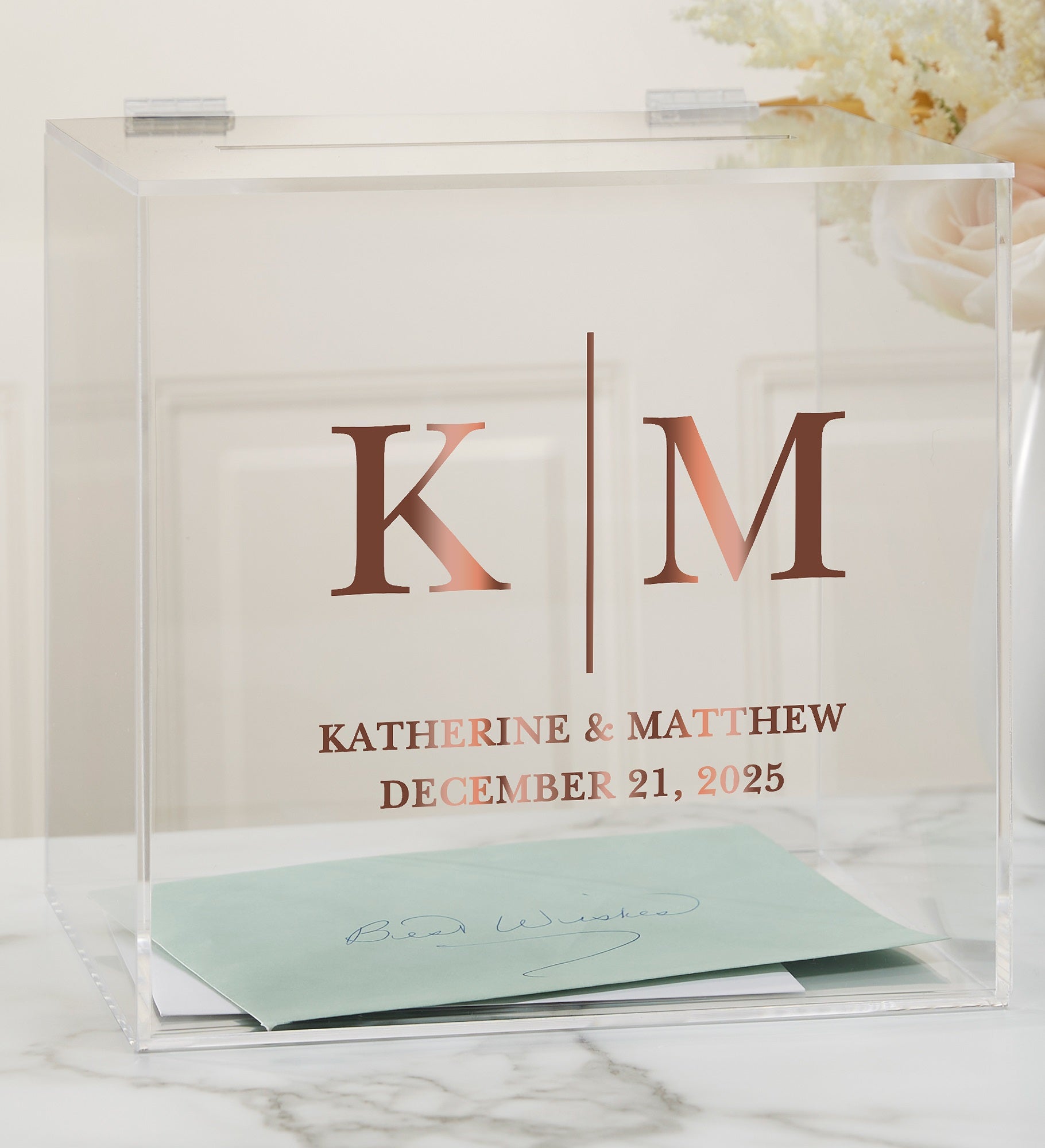 Kittenish Moody Chic Personalized Wedding Acrylic Card Box