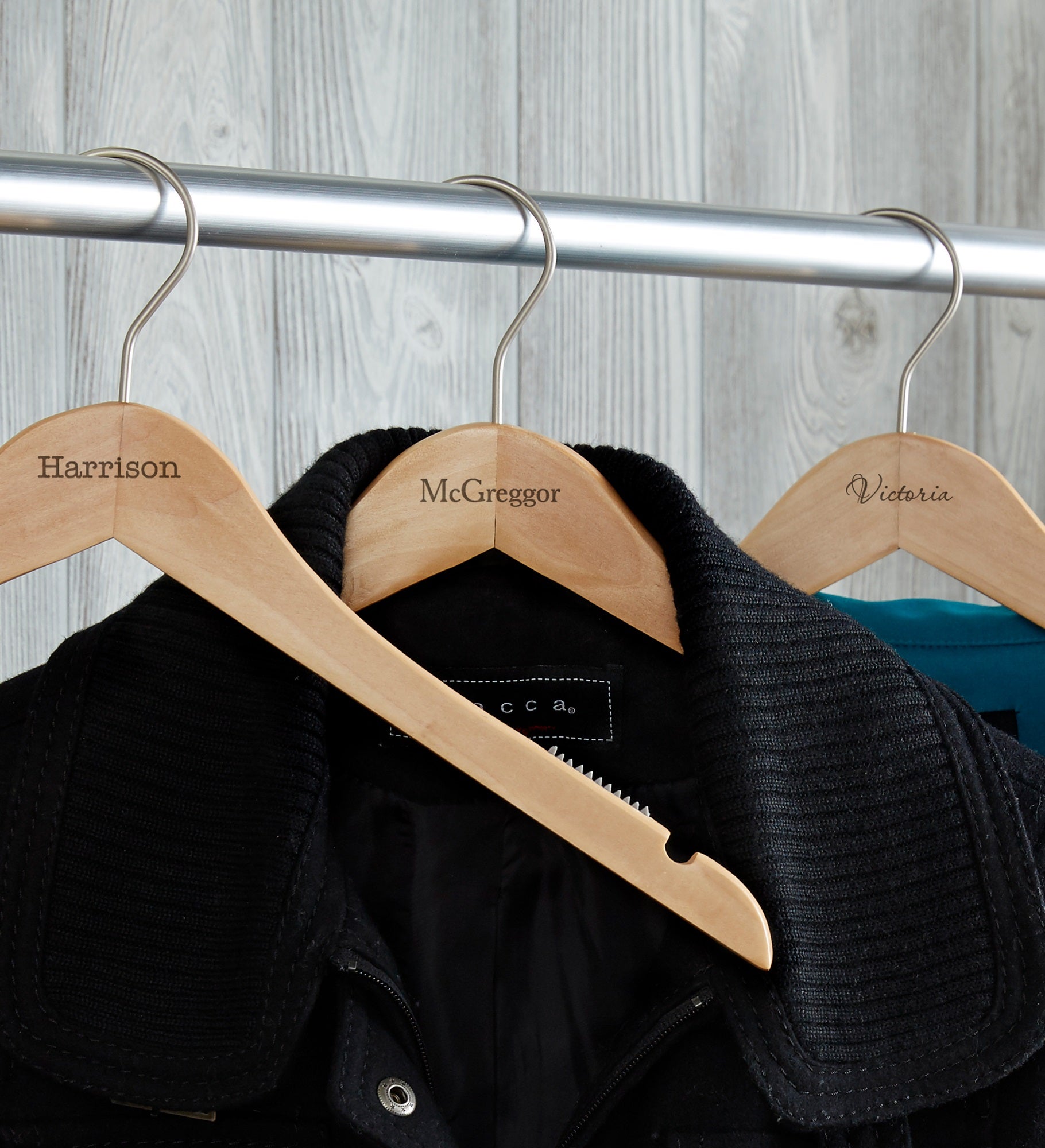 Kittenish Engraved Wood Closet Hanger