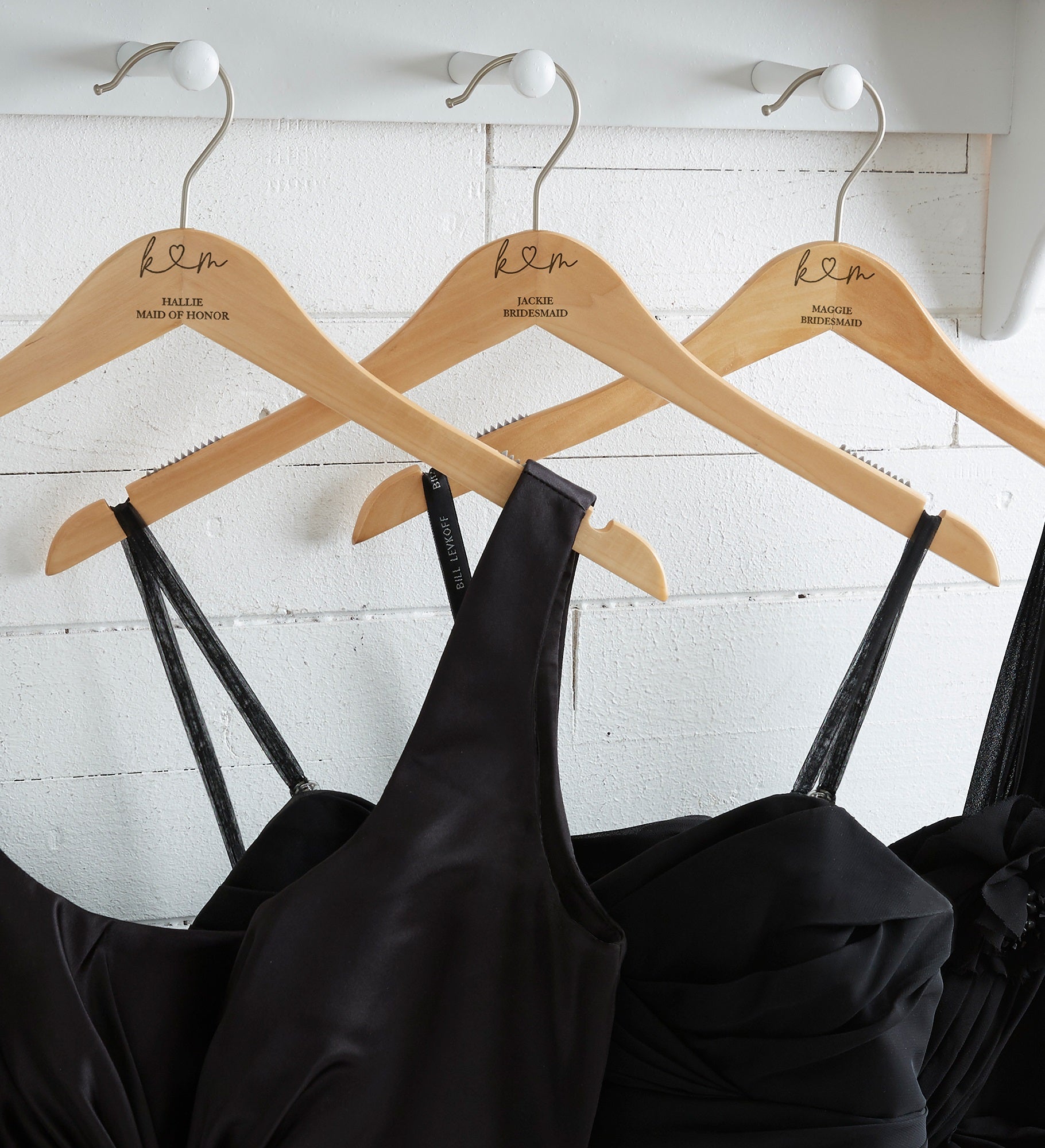 Kittenish Drawn Together By Love Engraved Wood Closet Hanger