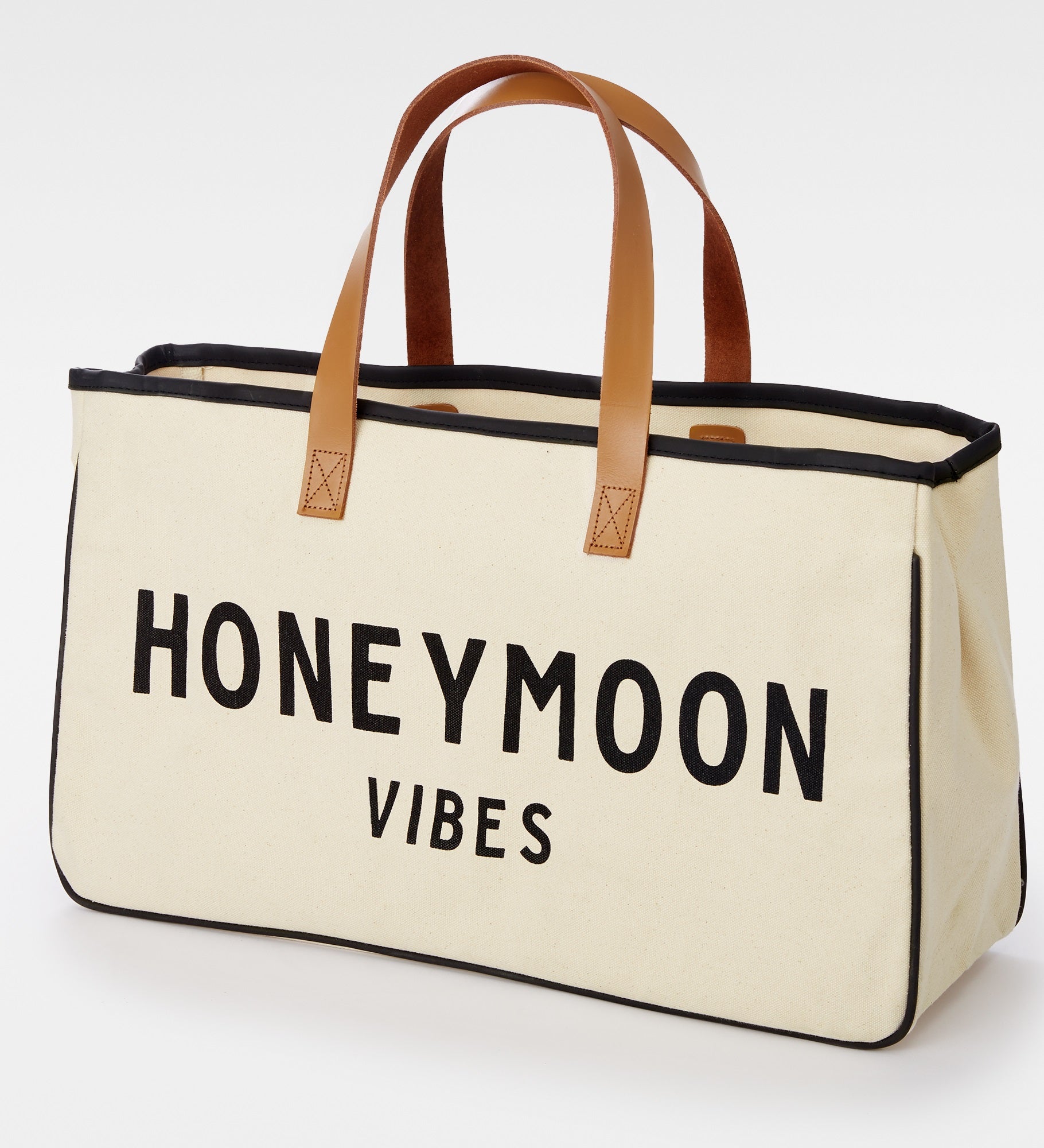 Kittenish "Honeymoon Vibes" Canvas and Leather Tote Bag