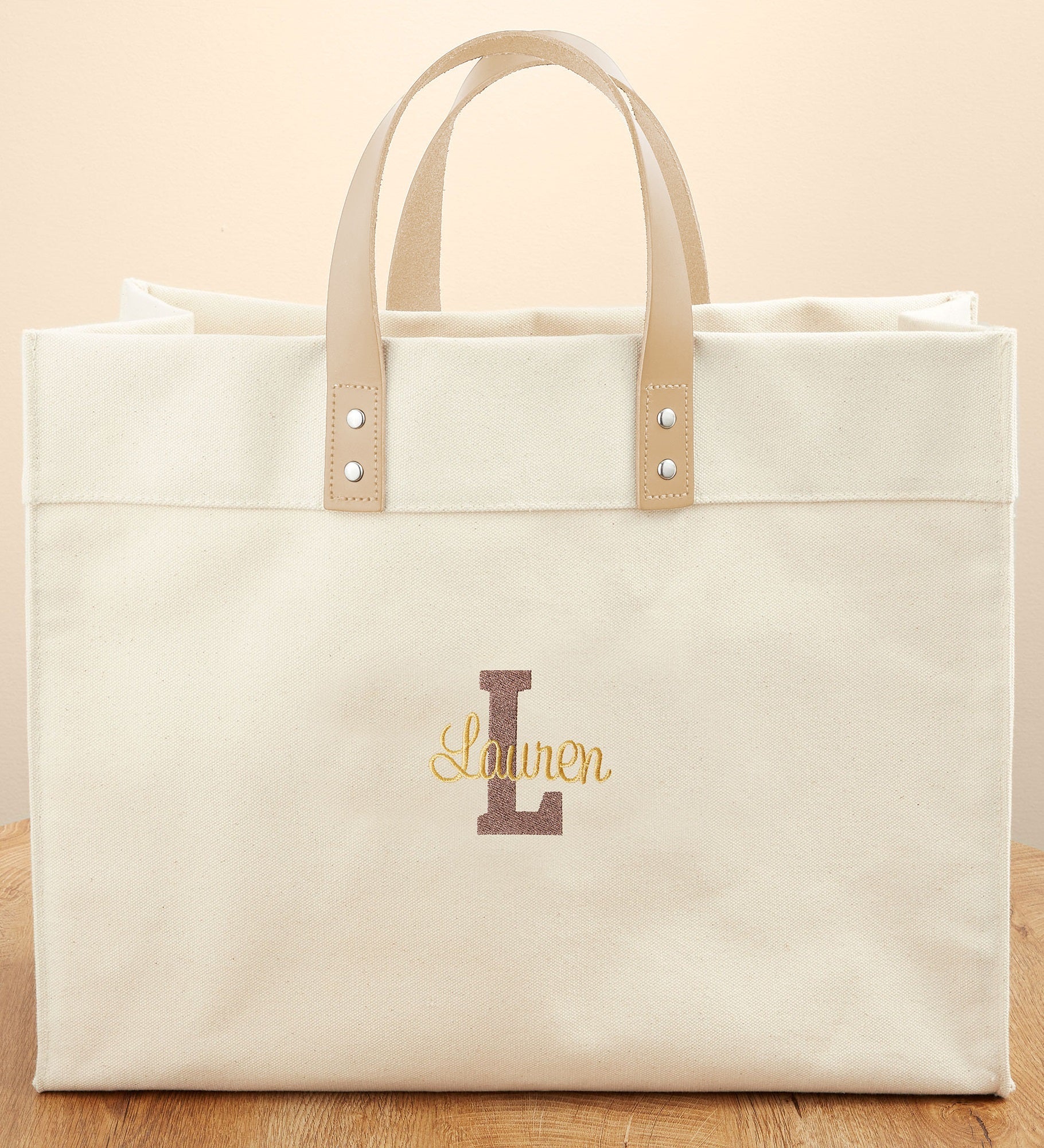Kittenish Name and Initial Embroidered Canvas Tote Bag