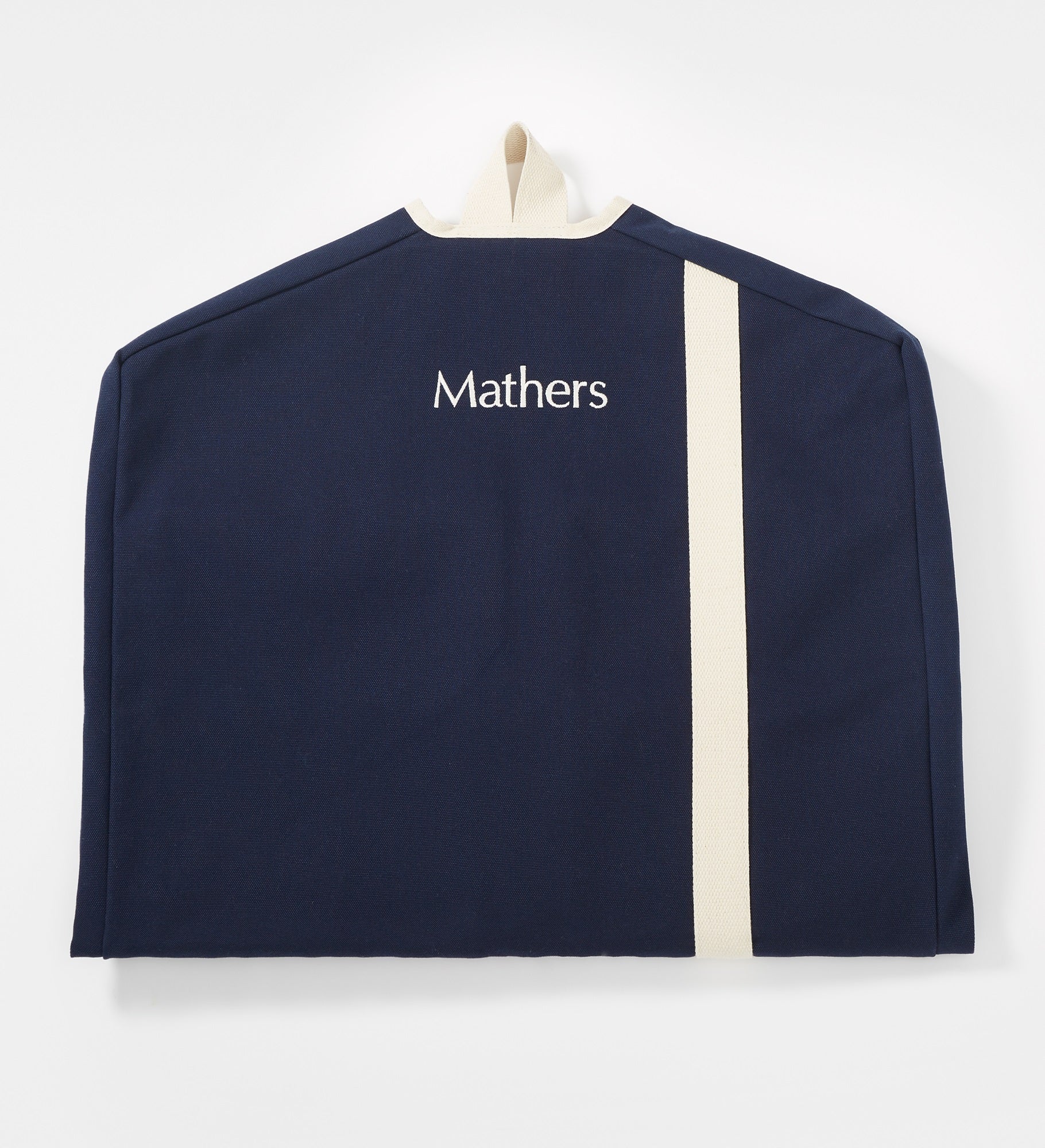 Kittenish Embroidered Canvas Stripe Garment Bag in Navy