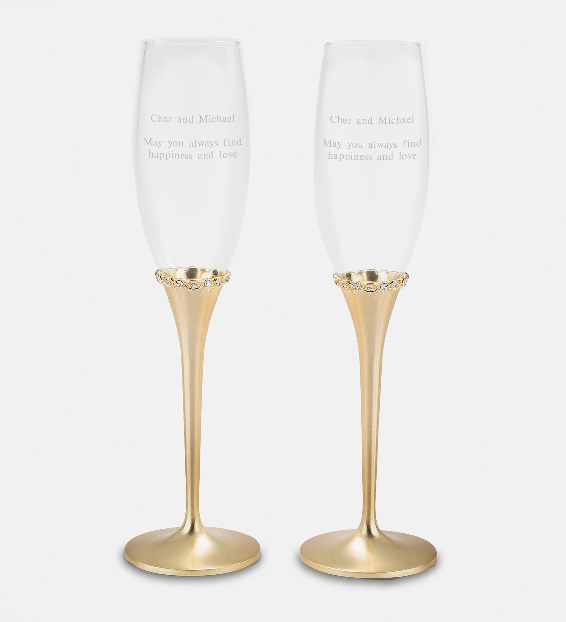 Kittenish Engraved Gold Princess Flute Set