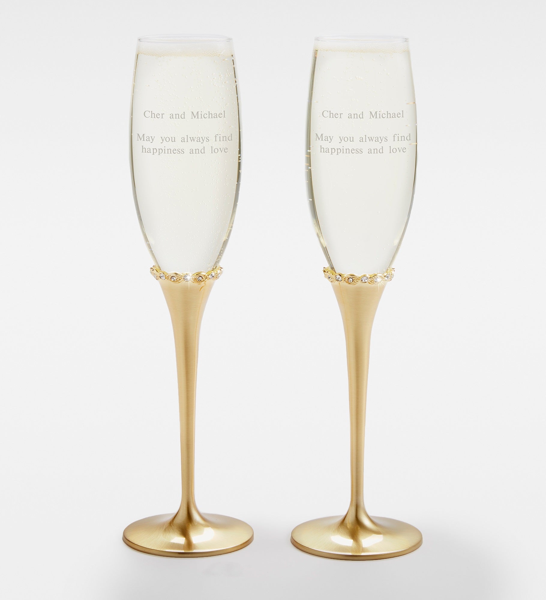 Kittenish Engraved Gold Princess Flute Set