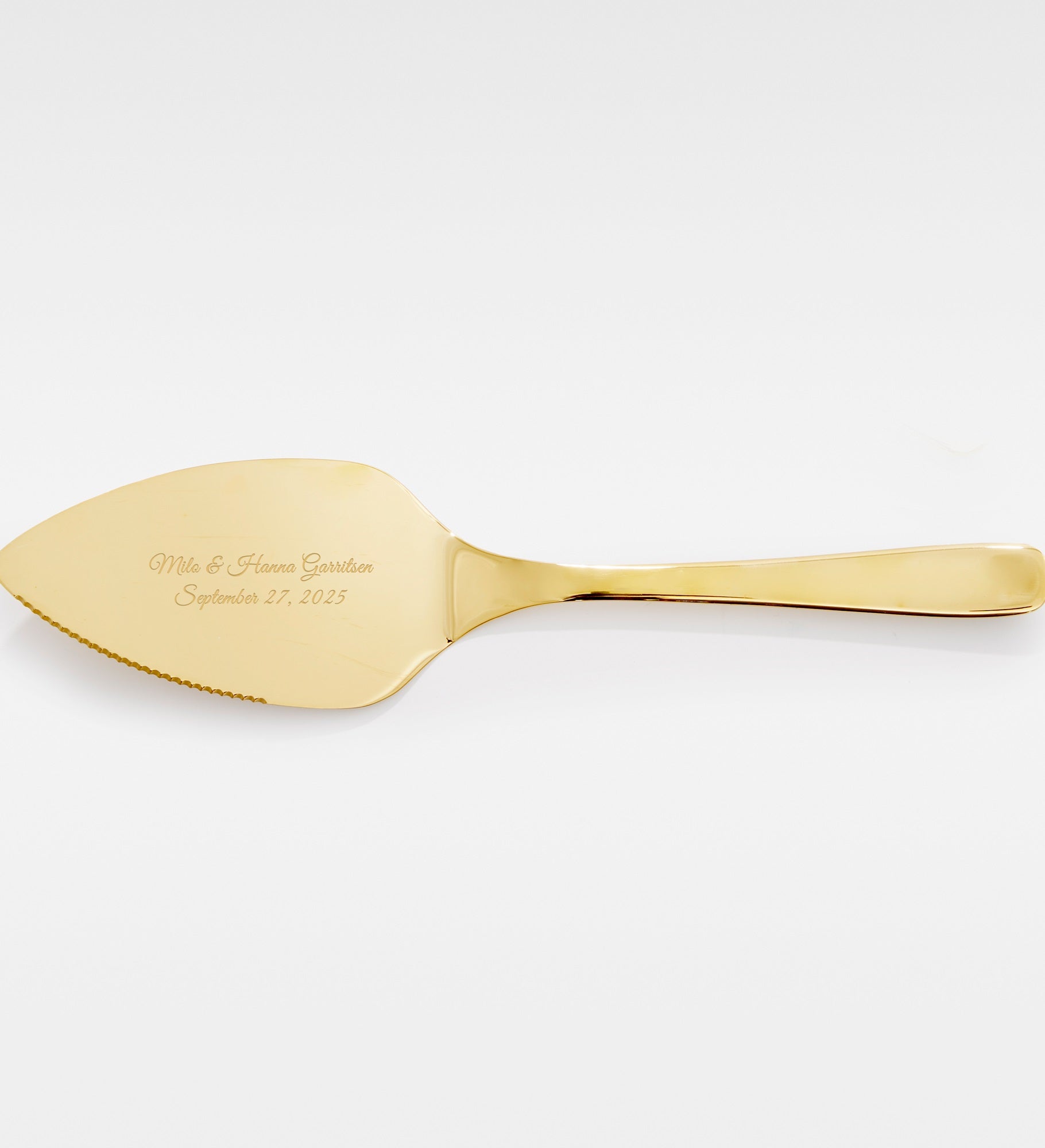 Kittenish Engraved Stainless Gold Cake Server Set