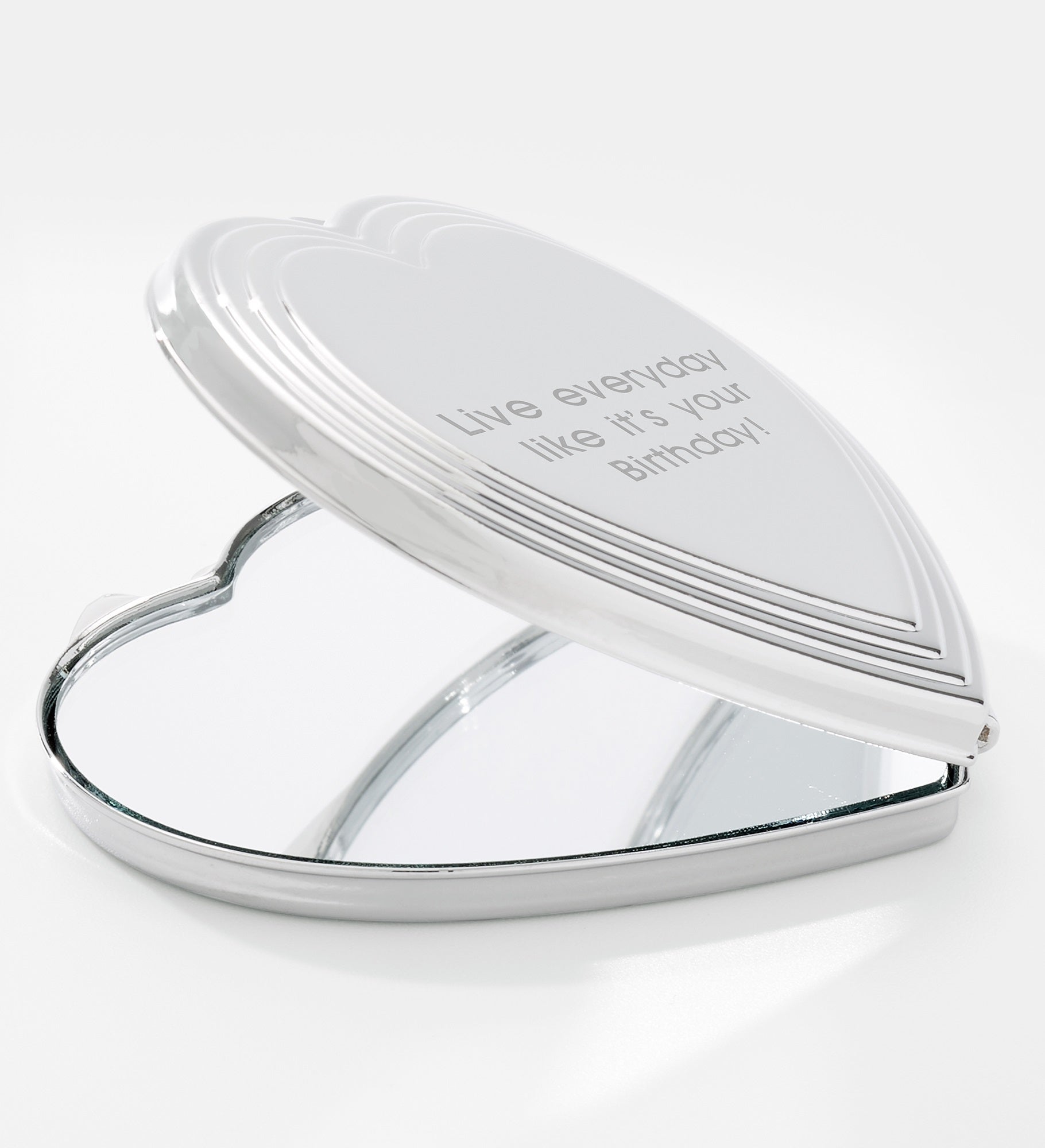 Kittenish Engraved Heart Compact Mirror