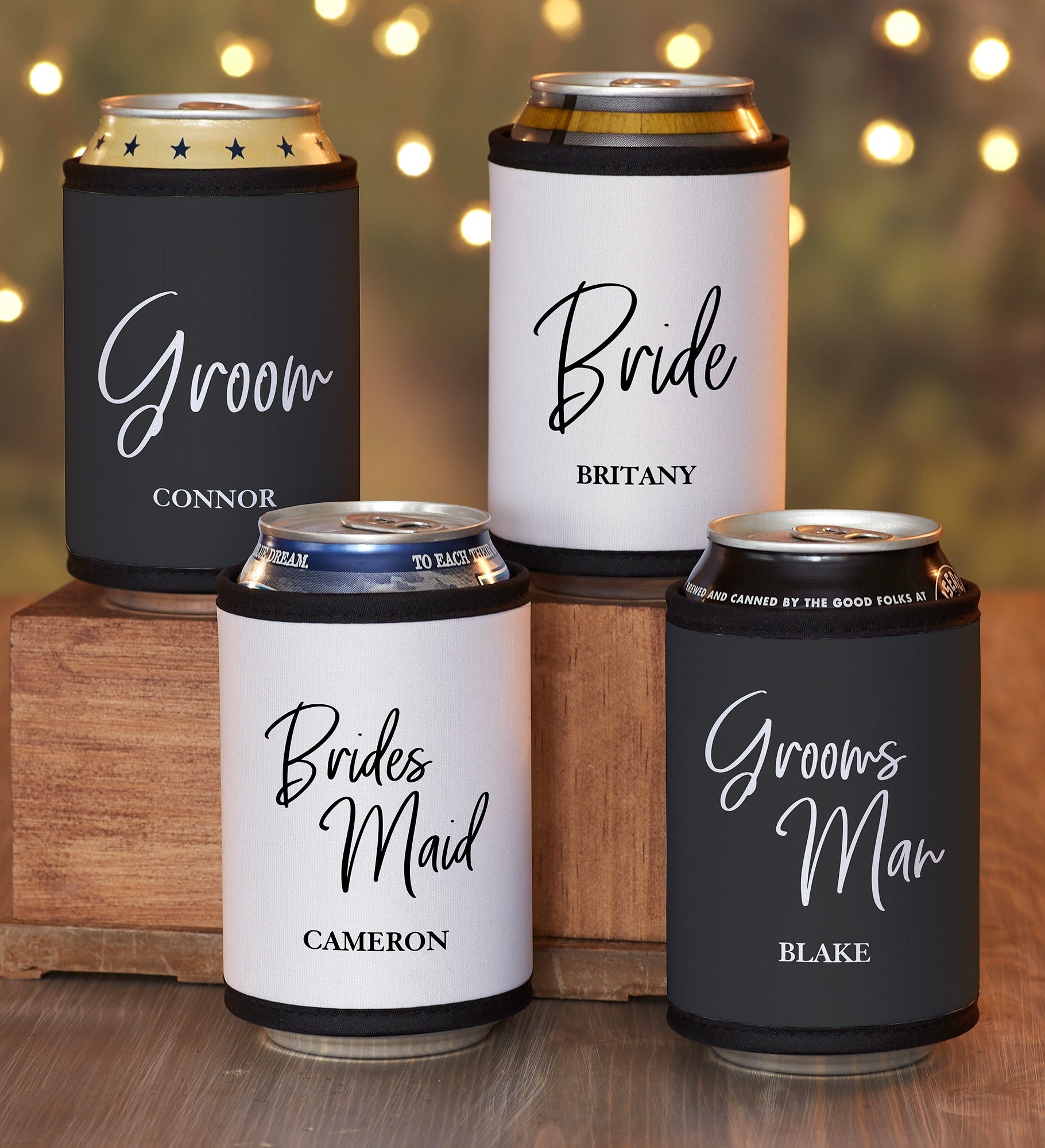 Kittenish Wedding Party Personalized Can & Bottle Wrap