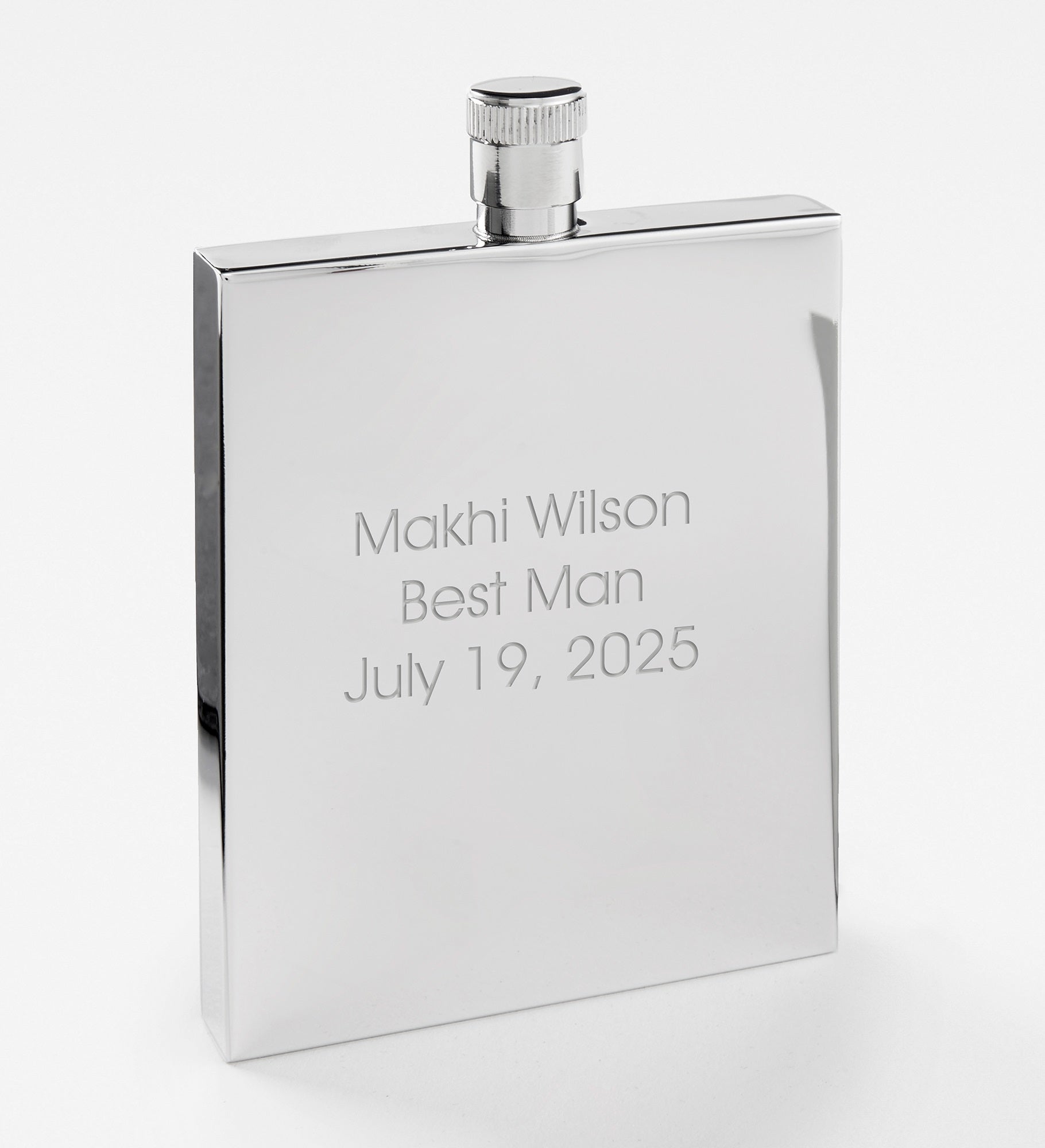 Kittenish Engraved Thin Rectangle Flask