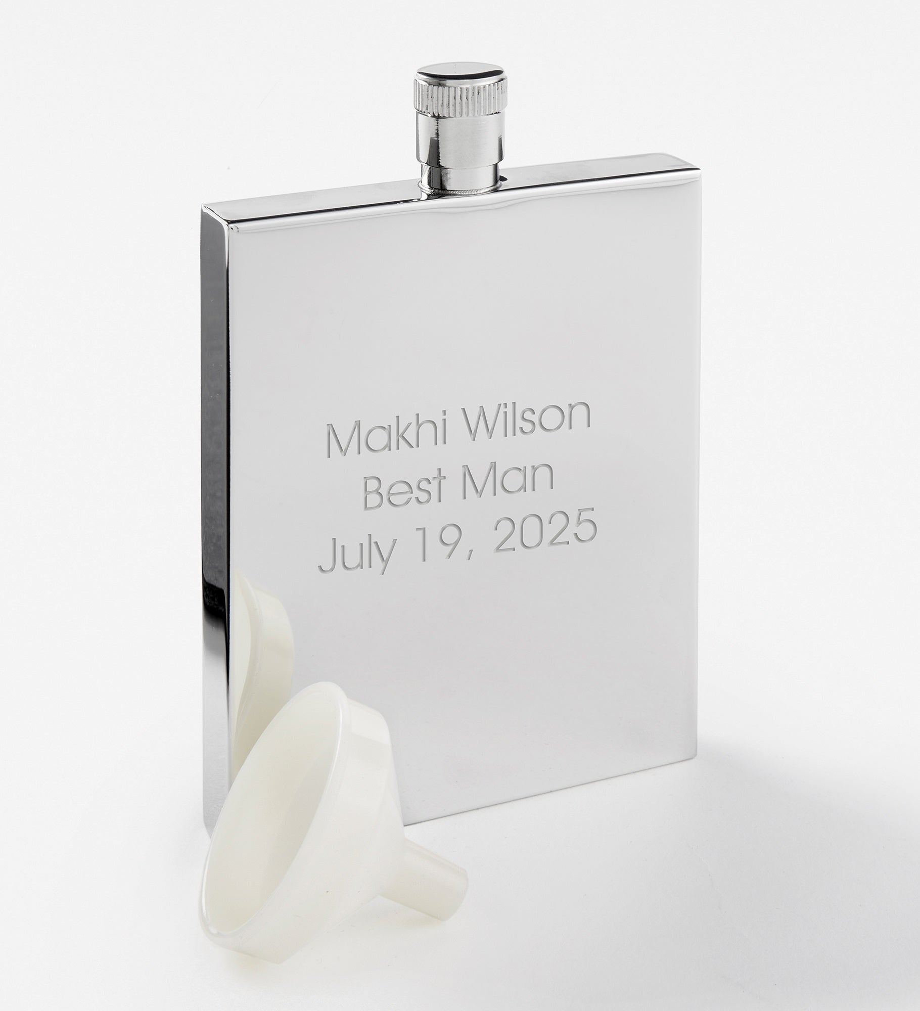 Kittenish Engraved Thin Rectangle Flask