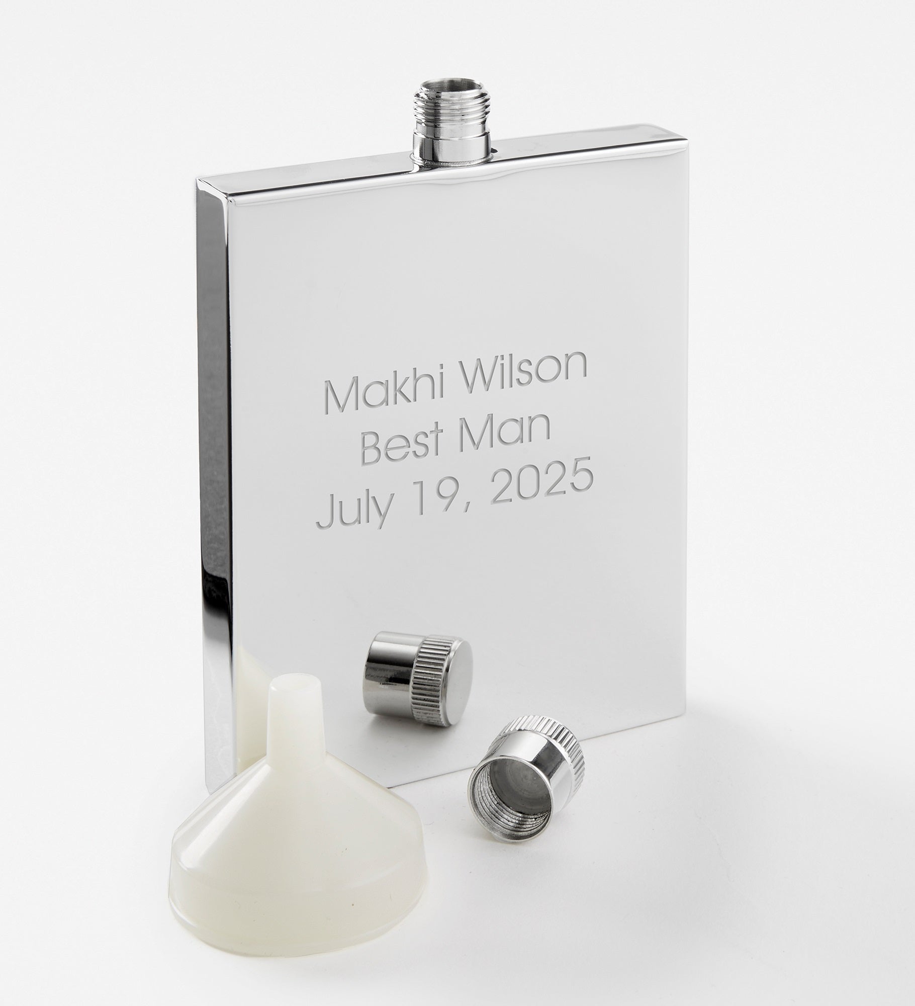 Kittenish Engraved Thin Rectangle Flask