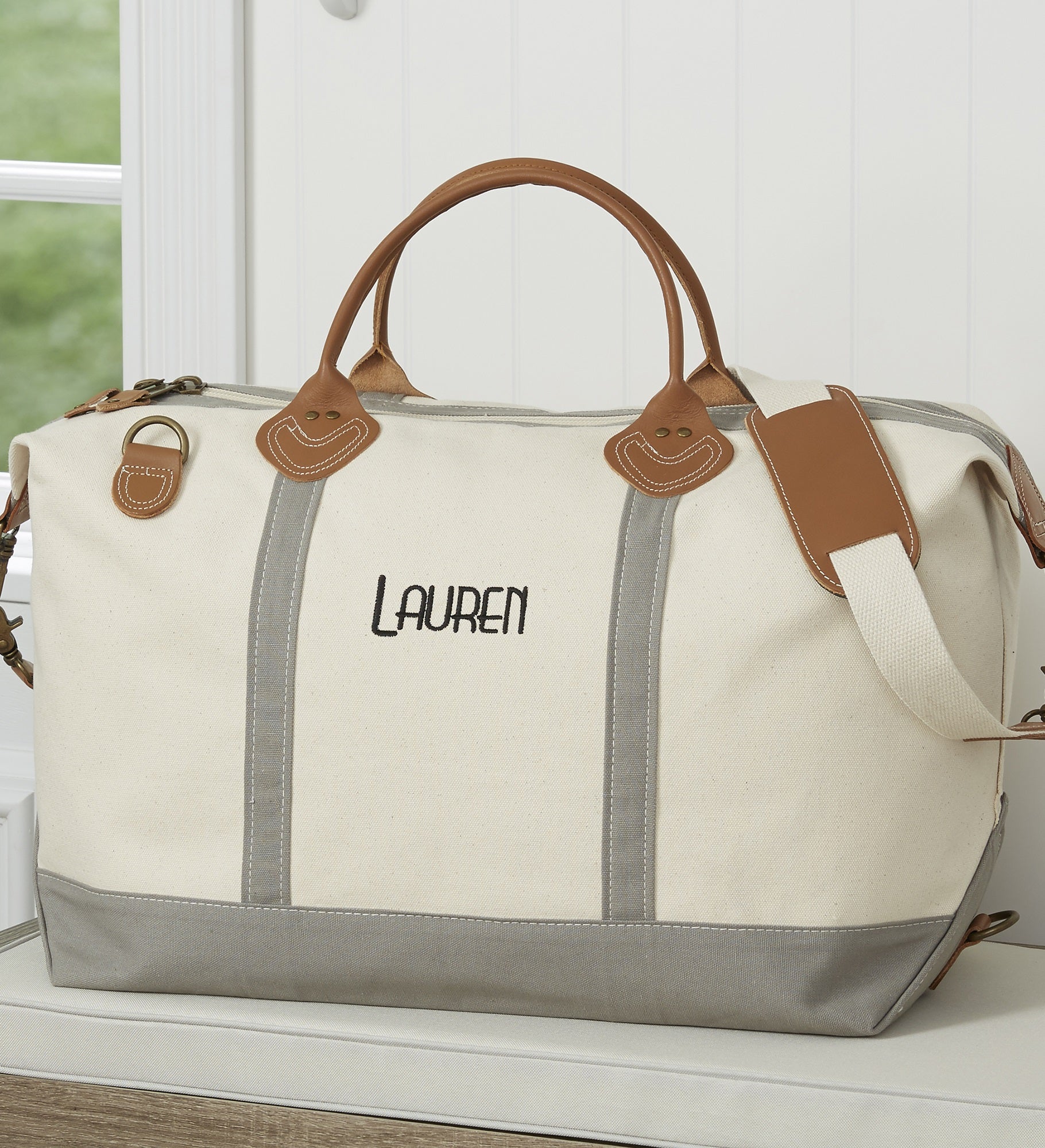 Kittenish Embroidered Canvas Duffel